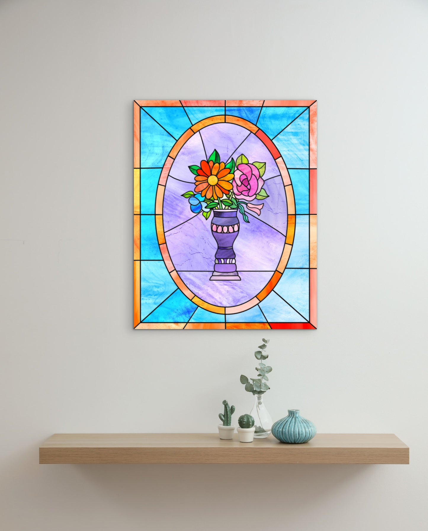 Stained Glass Vase of Flowers — Premium Matte Paper Poster