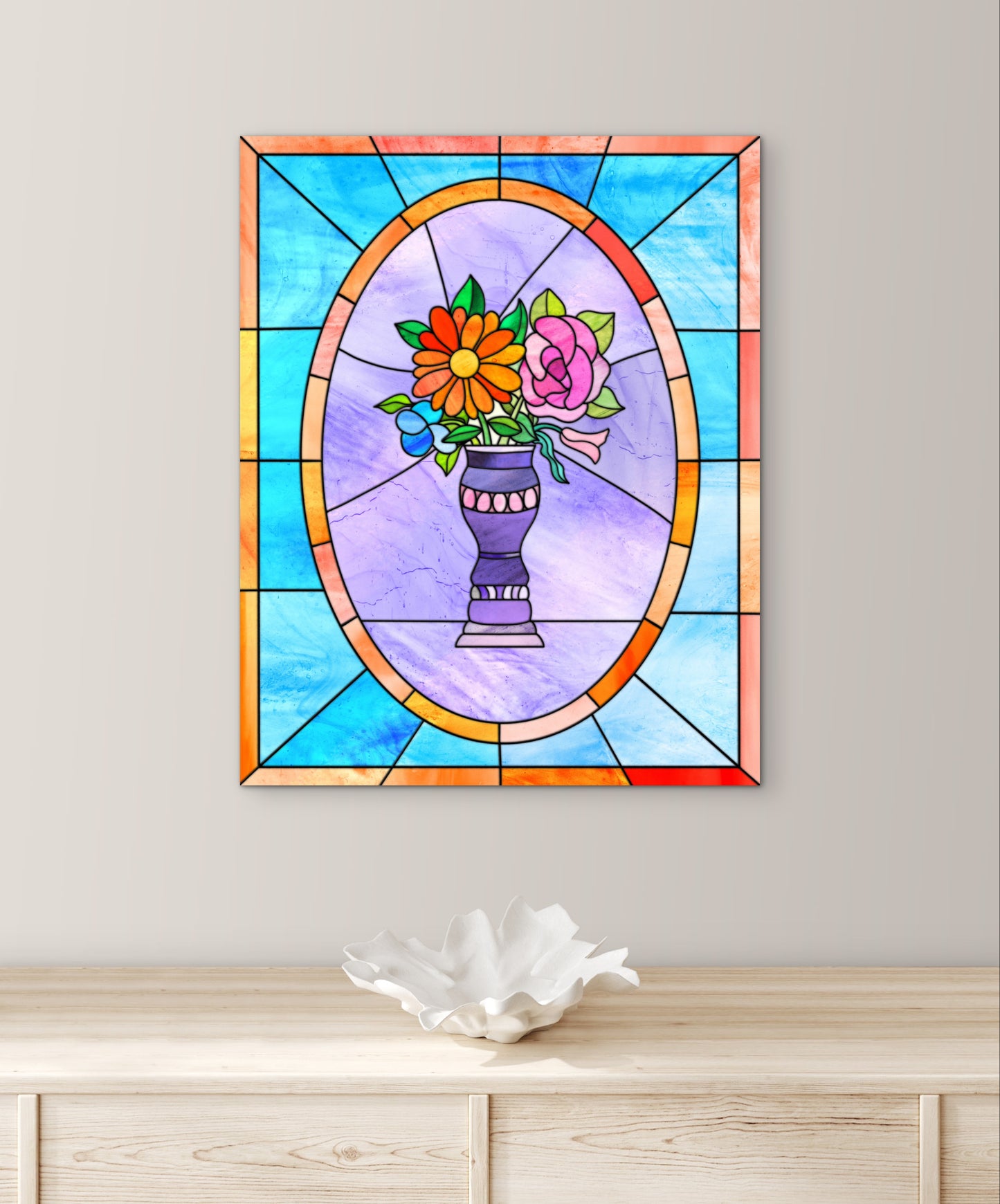 Stained Glass Vase of Flowers — Premium Matte Paper Poster