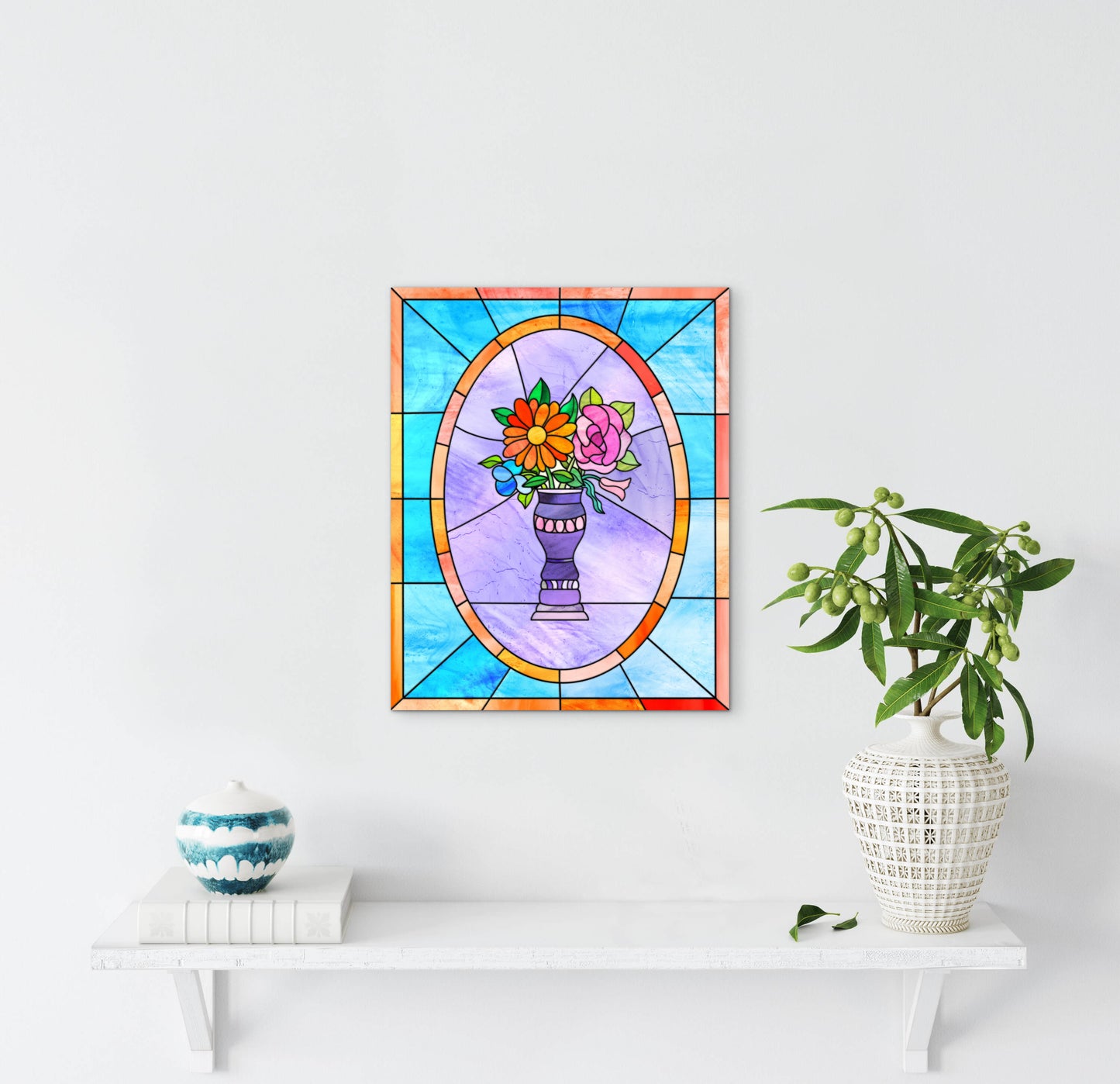 Stained Glass Vase of Flowers — Premium Matte Paper Poster