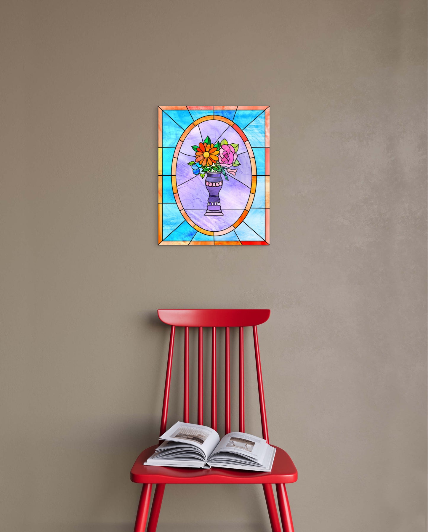 Stained Glass Vase of Flowers — Premium Matte Paper Poster