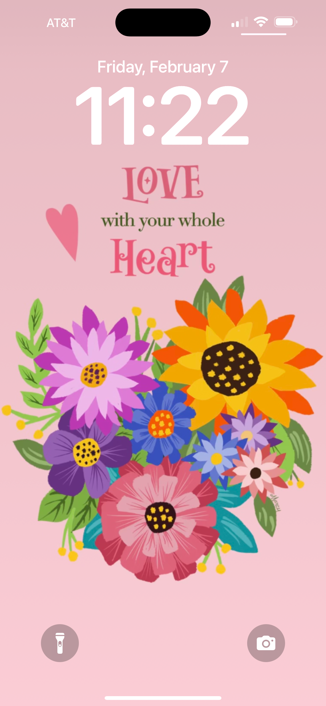 Heart-Shaped Flower Bouquet Phone Wallpaper Digital Download