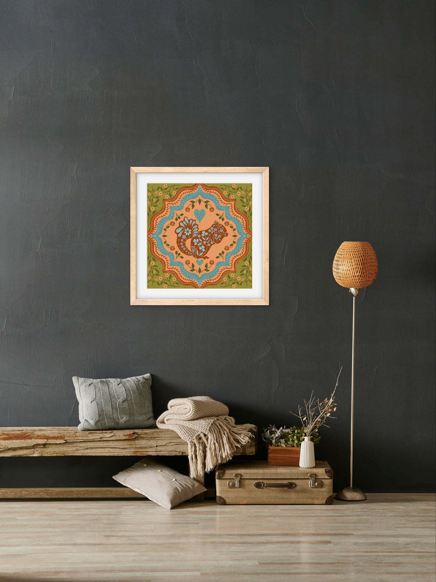 Scandi Woodland Squirrel — Premium Matte Paper Wooden Framed Poster