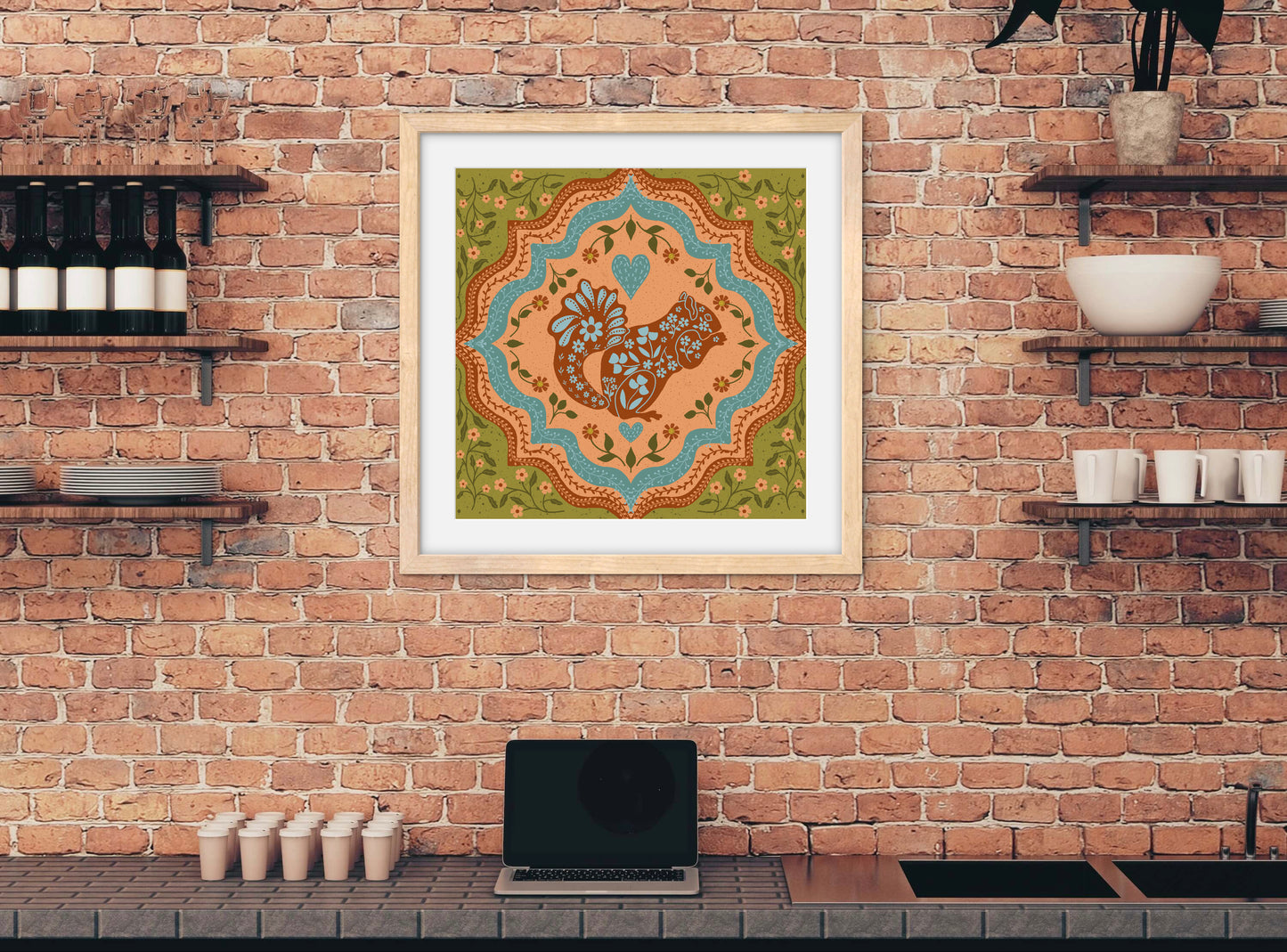 Scandi Woodland Squirrel — Premium Matte Paper Wooden Framed Poster