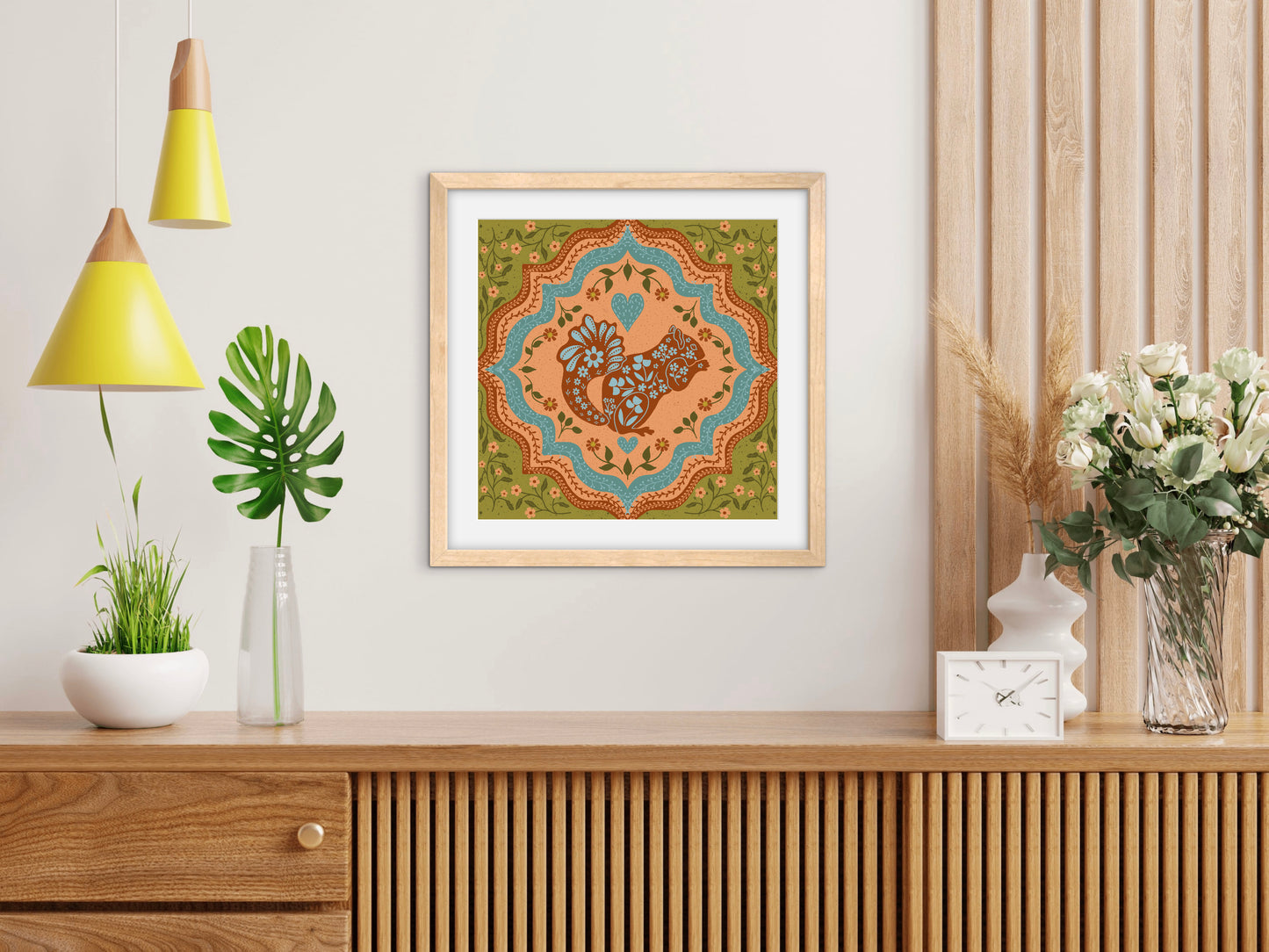 Scandi Woodland Squirrel — Premium Matte Paper Wooden Framed Poster
