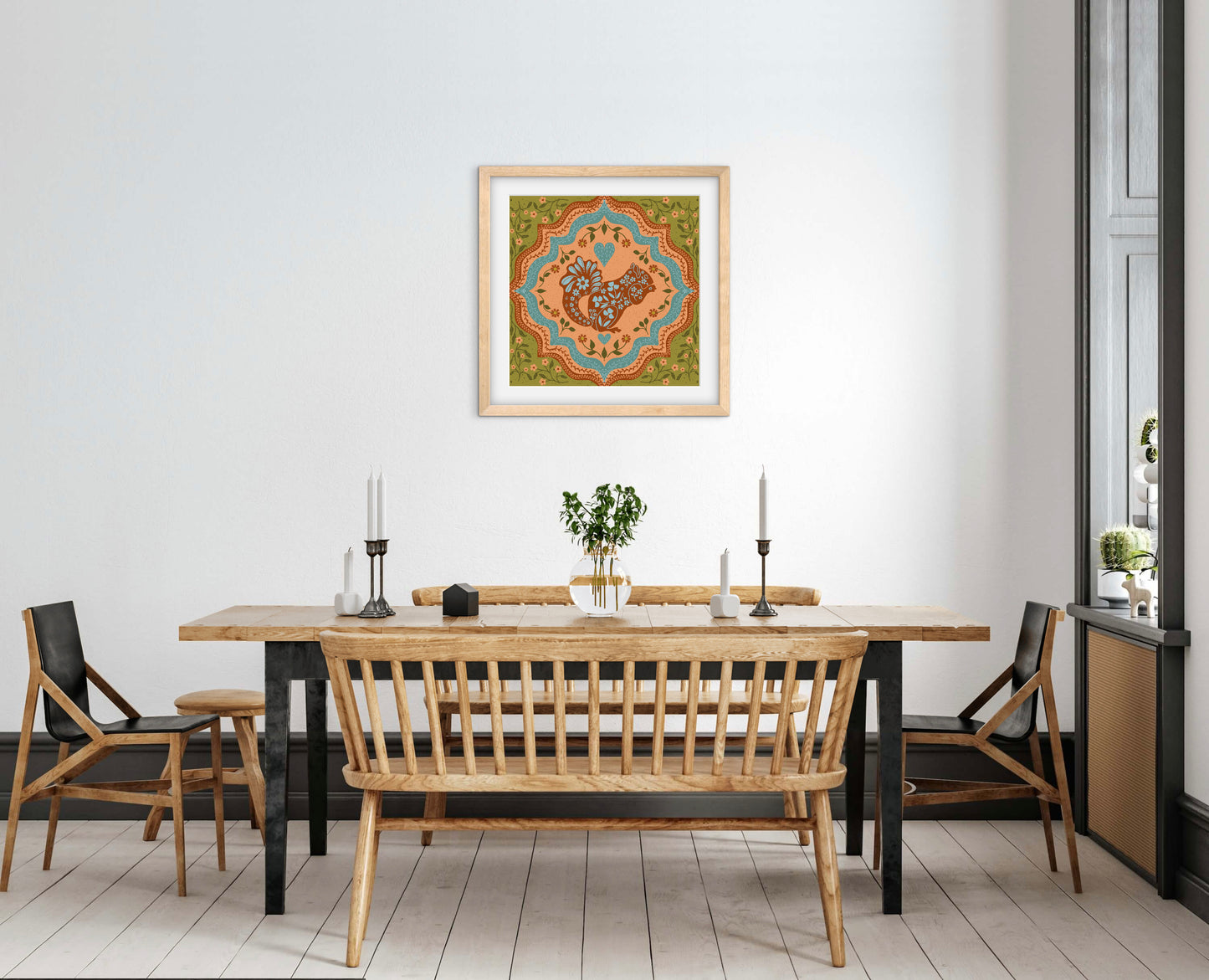 Scandi Woodland Squirrel — Premium Matte Paper Wooden Framed Poster