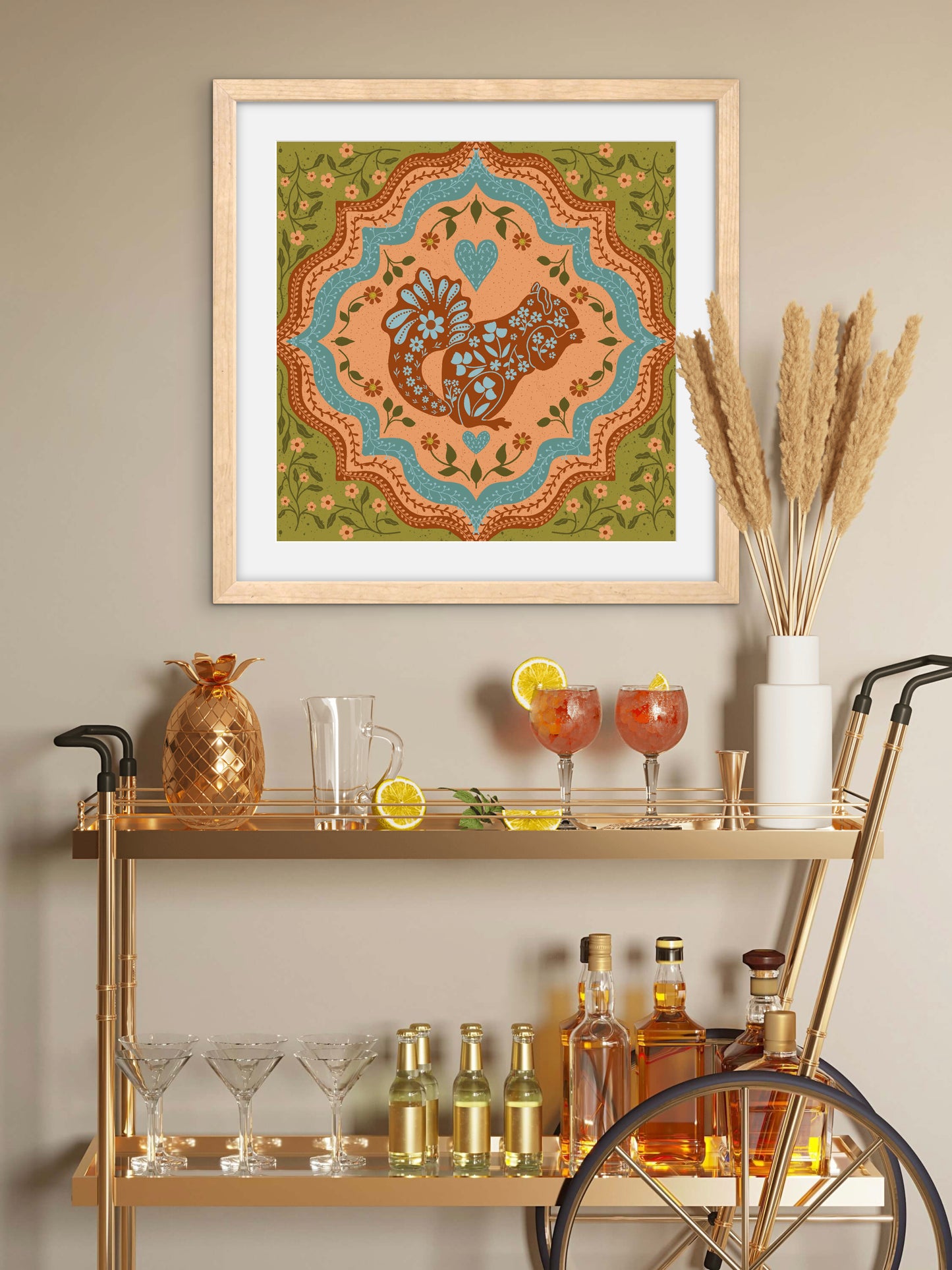 Scandi Woodland Squirrel — Premium Matte Paper Wooden Framed Poster