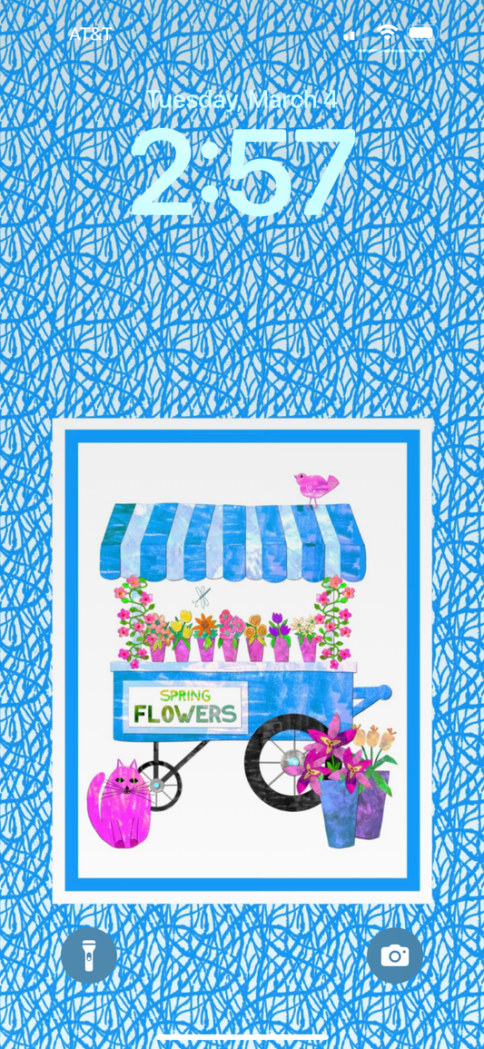 Spring Flower Cart Collage Phone Wallpaper Digital Download