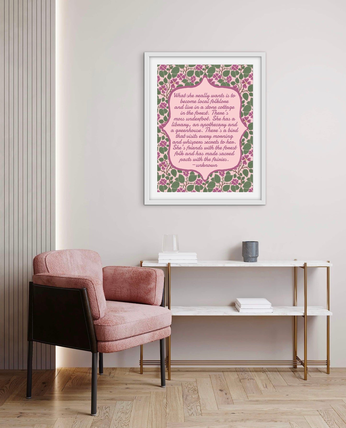 Pink Dogwoods with Quote — Premium Matte Paper Wooden Framed Poster