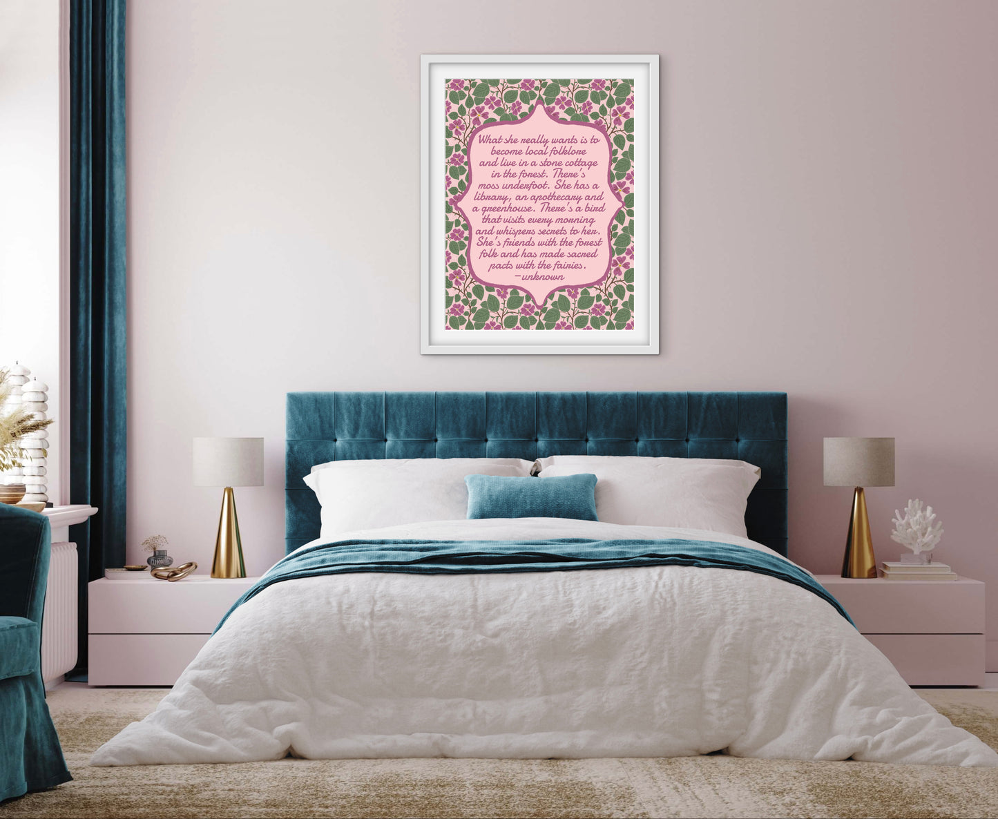 Pink Dogwoods with Quote — Premium Matte Paper Wooden Framed Poster