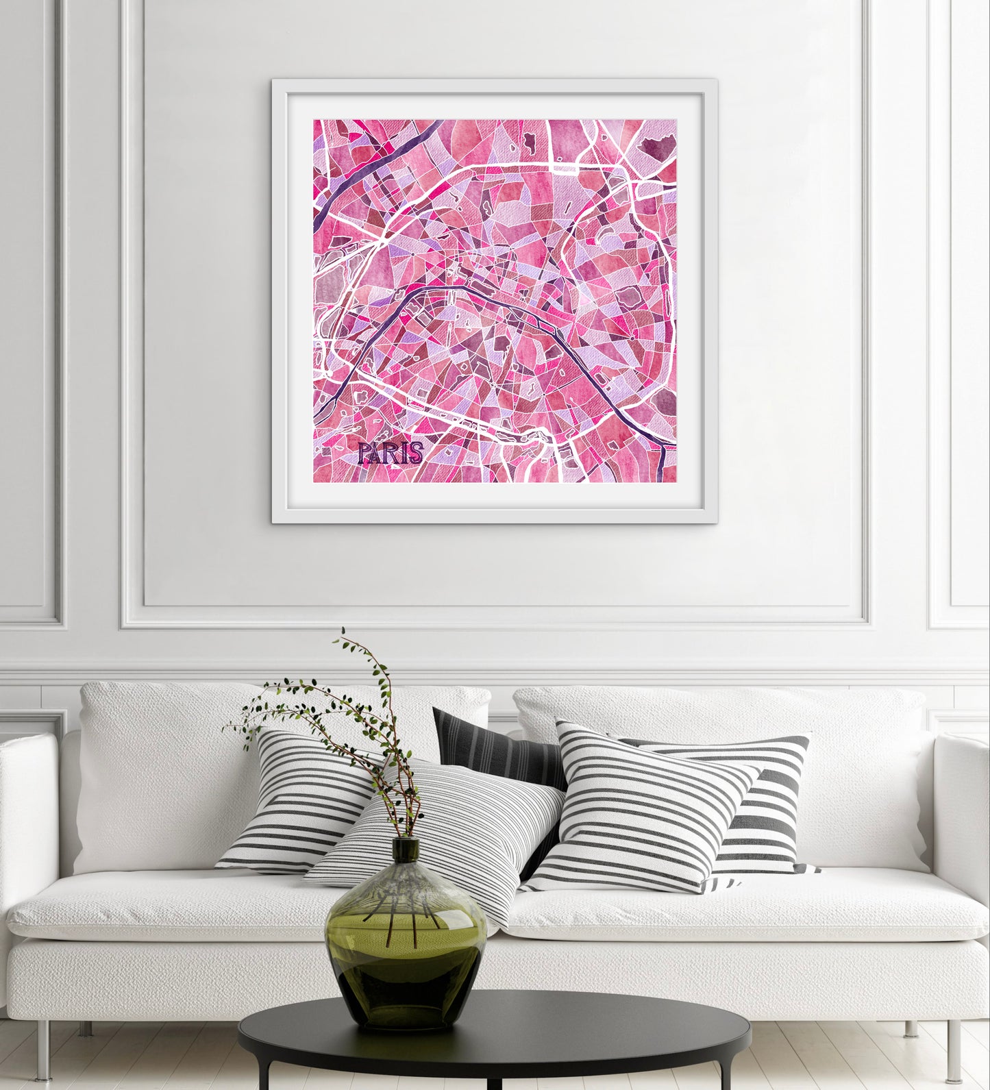 Paris Map Print - Premium Matte Paper Wooden Framed Poster