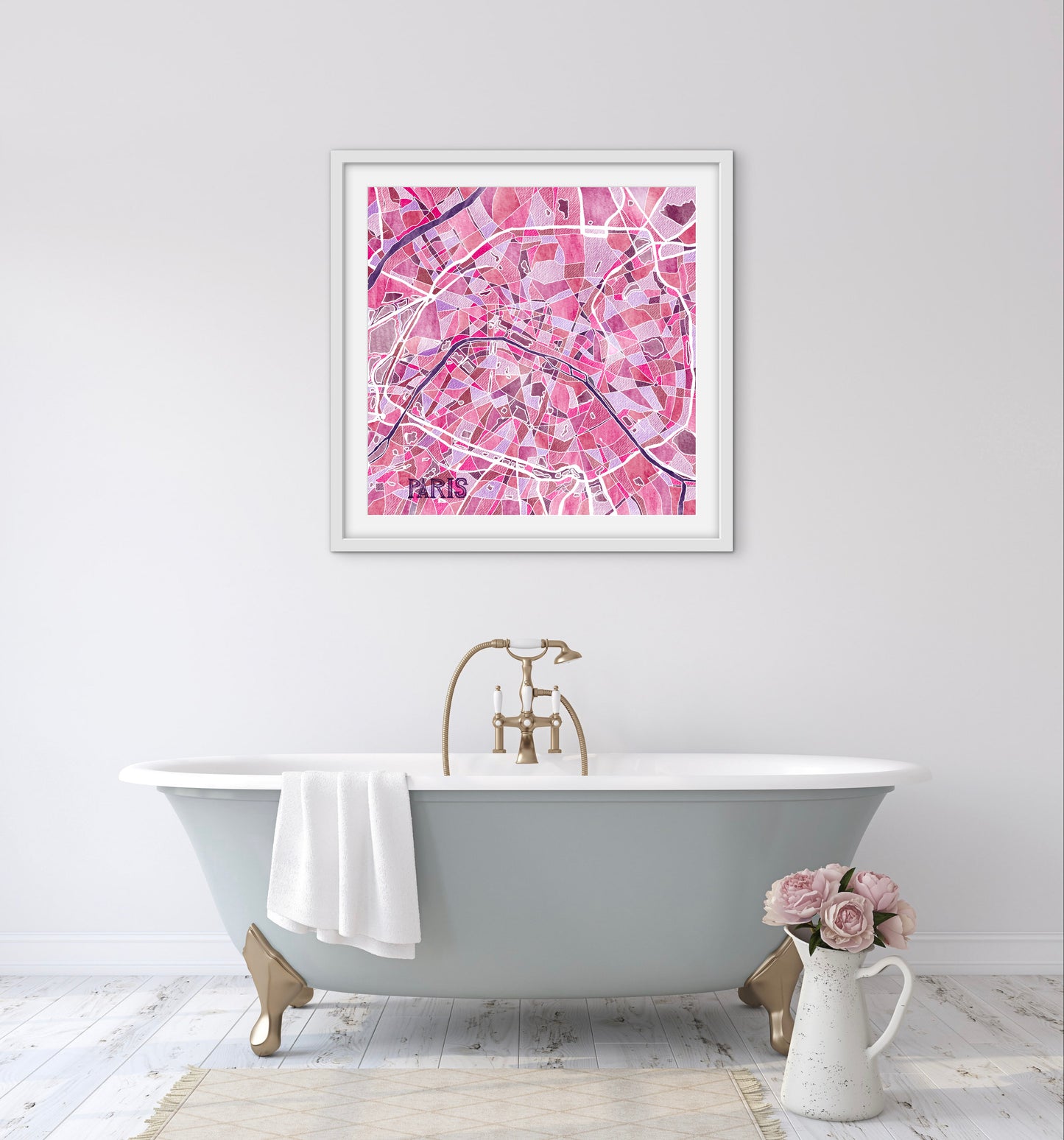 Paris Map Print - Premium Matte Paper Wooden Framed Poster