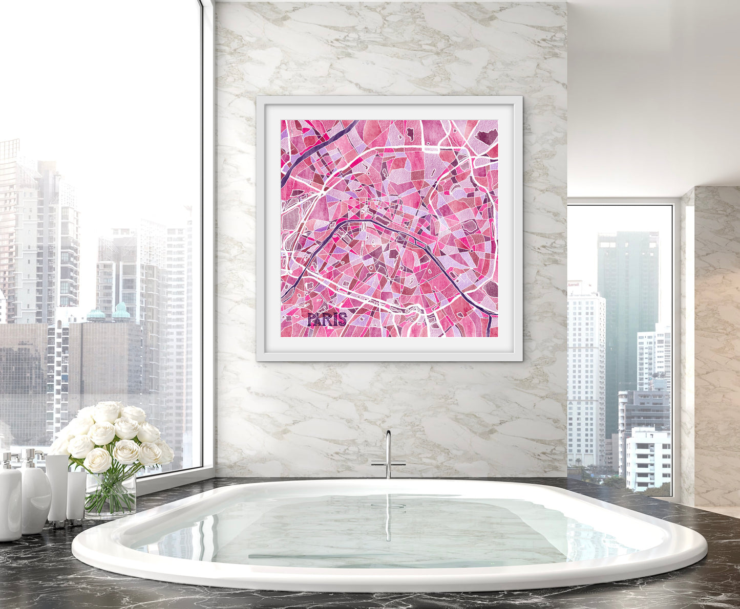 Paris Map Print - Premium Matte Paper Wooden Framed Poster
