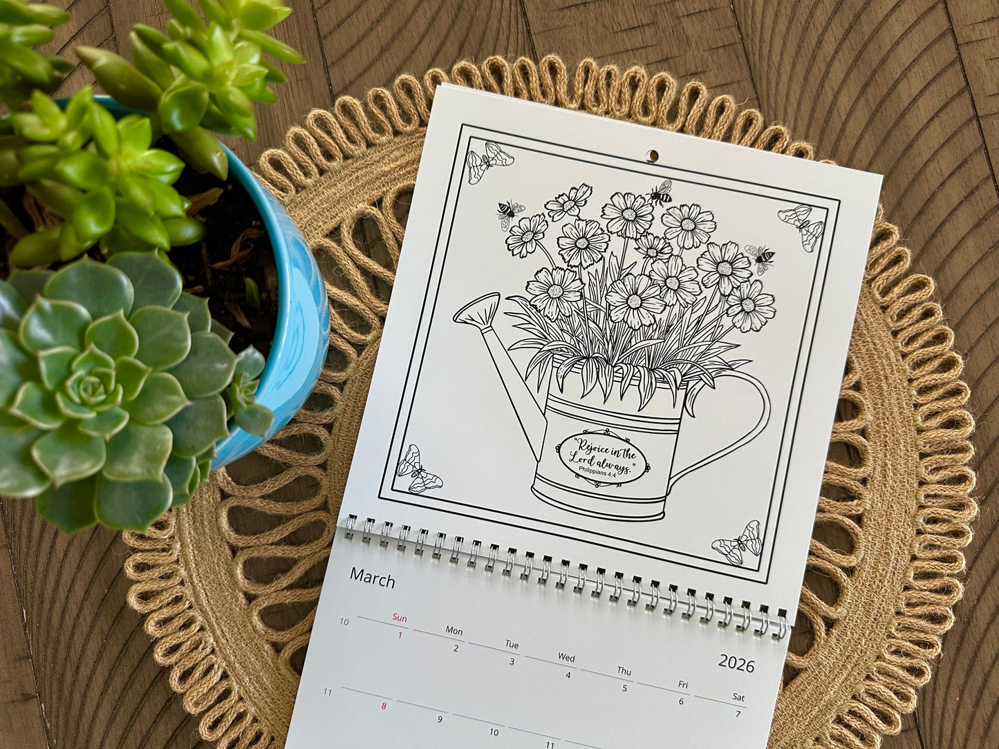 Faith & Flowers 2026 Coloring Calendar