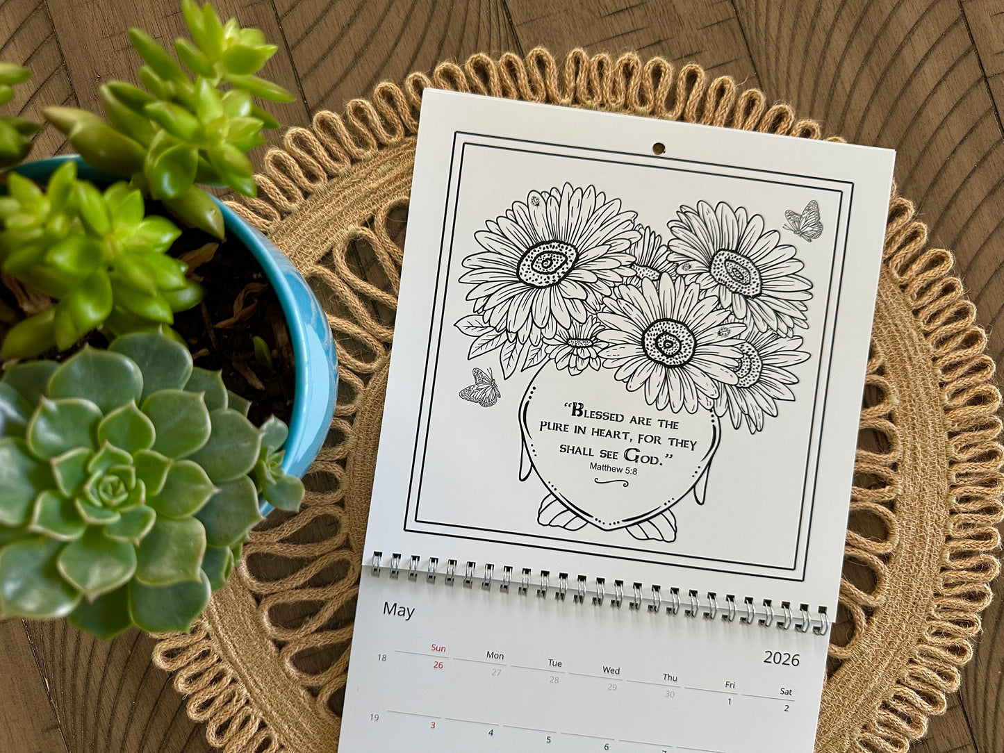 Faith & Flowers 2026 Coloring Calendar