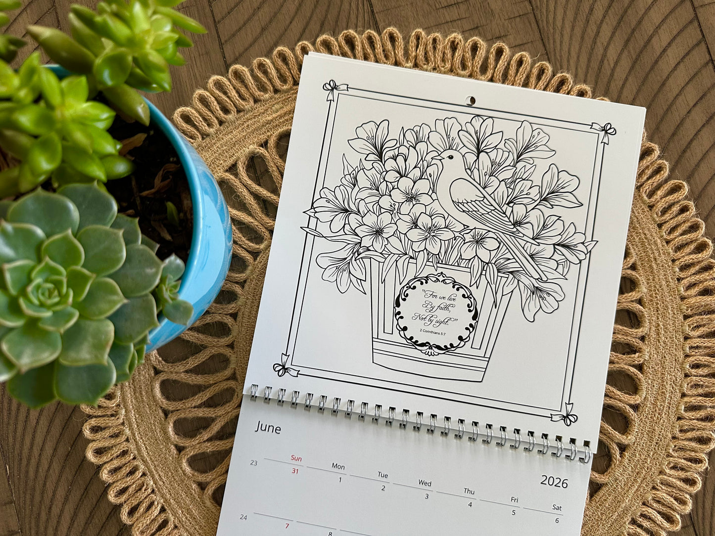 Faith & Flowers 2026 Coloring Calendar