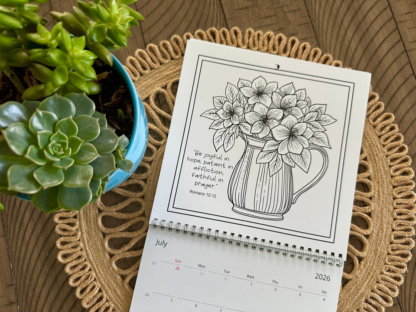 Faith & Flowers 2026 Coloring Calendar