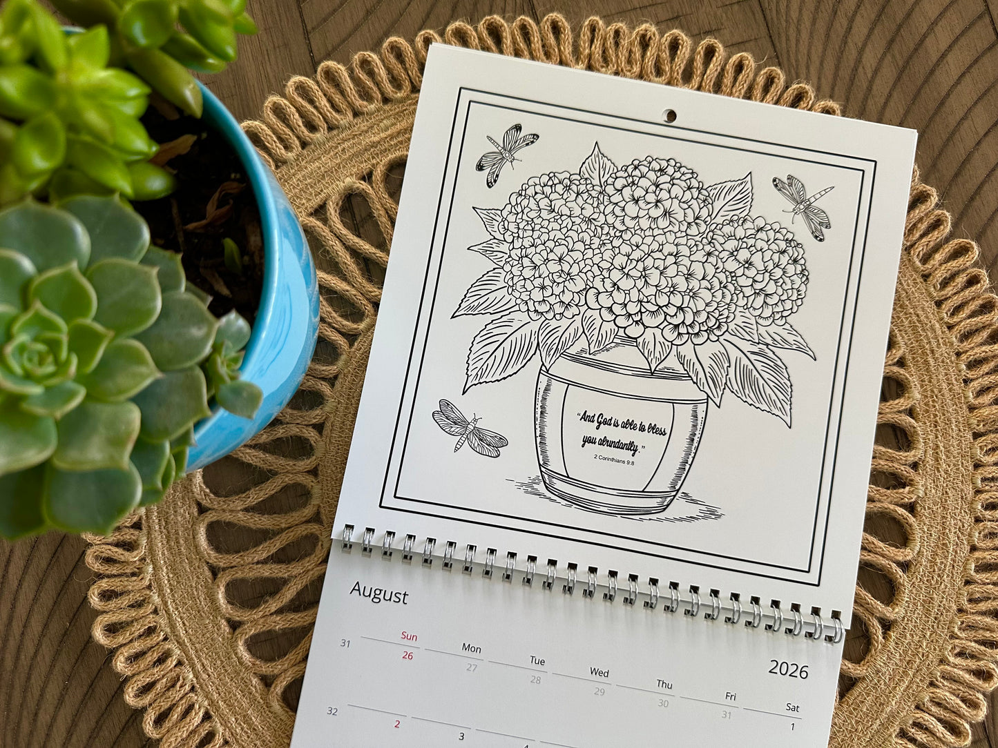 Faith & Flowers 2026 Coloring Calendar