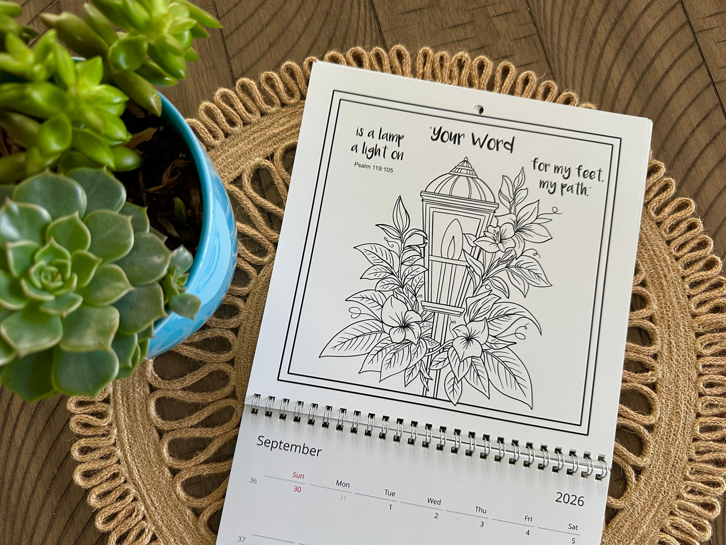 Faith & Flowers 2026 Coloring Calendar