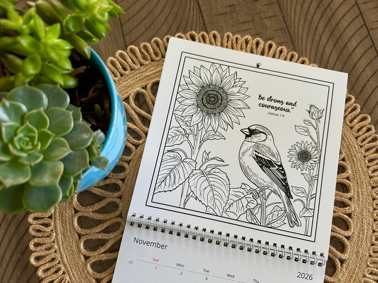 Faith & Flowers 2026 Coloring Calendar