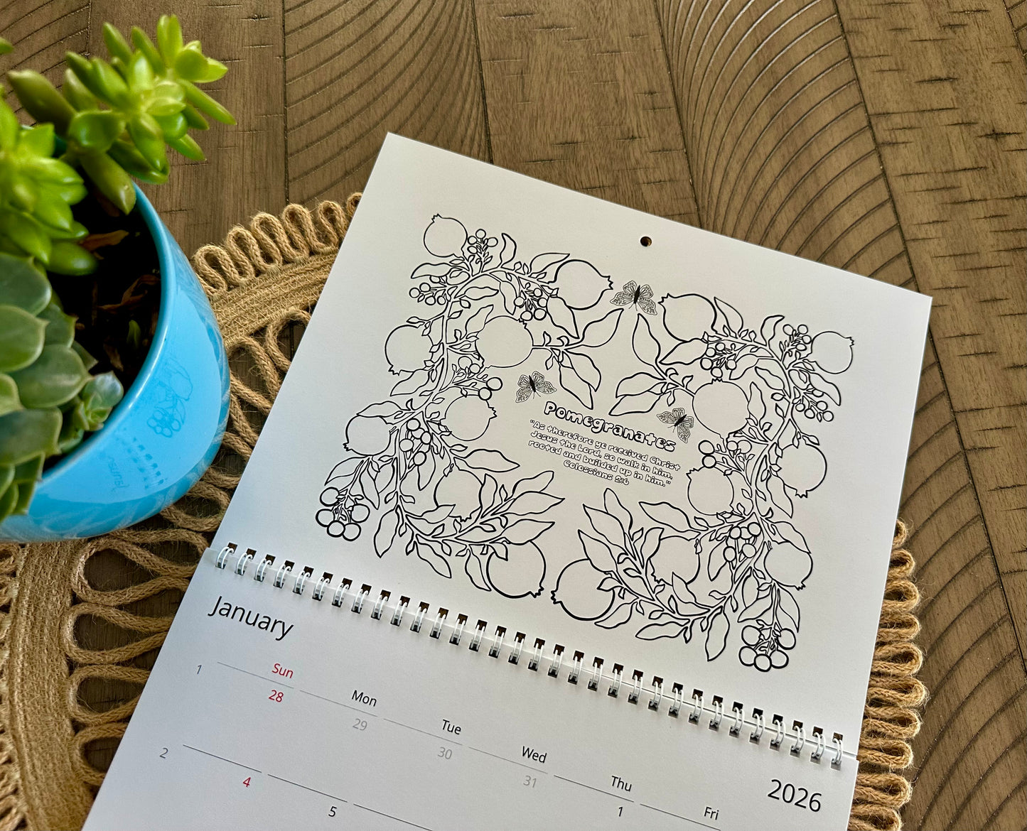 A Fruitful Year 2026 Coloring Calendar