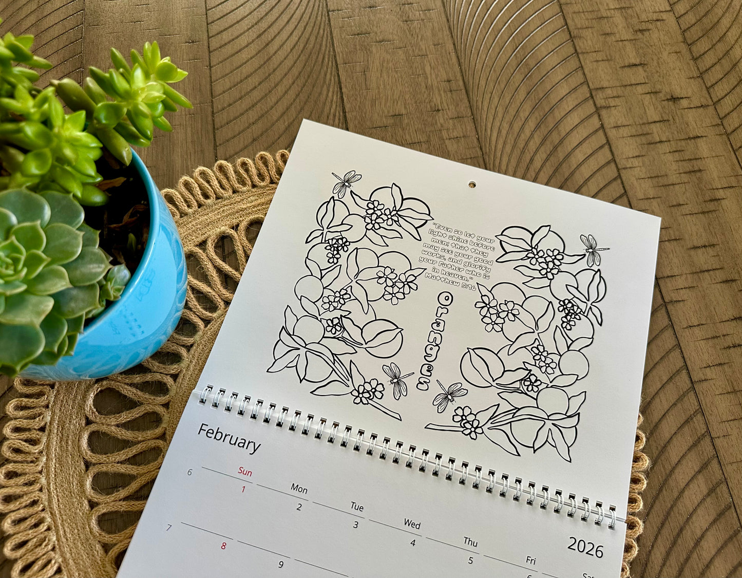 A Fruitful Year 2026 Coloring Calendar