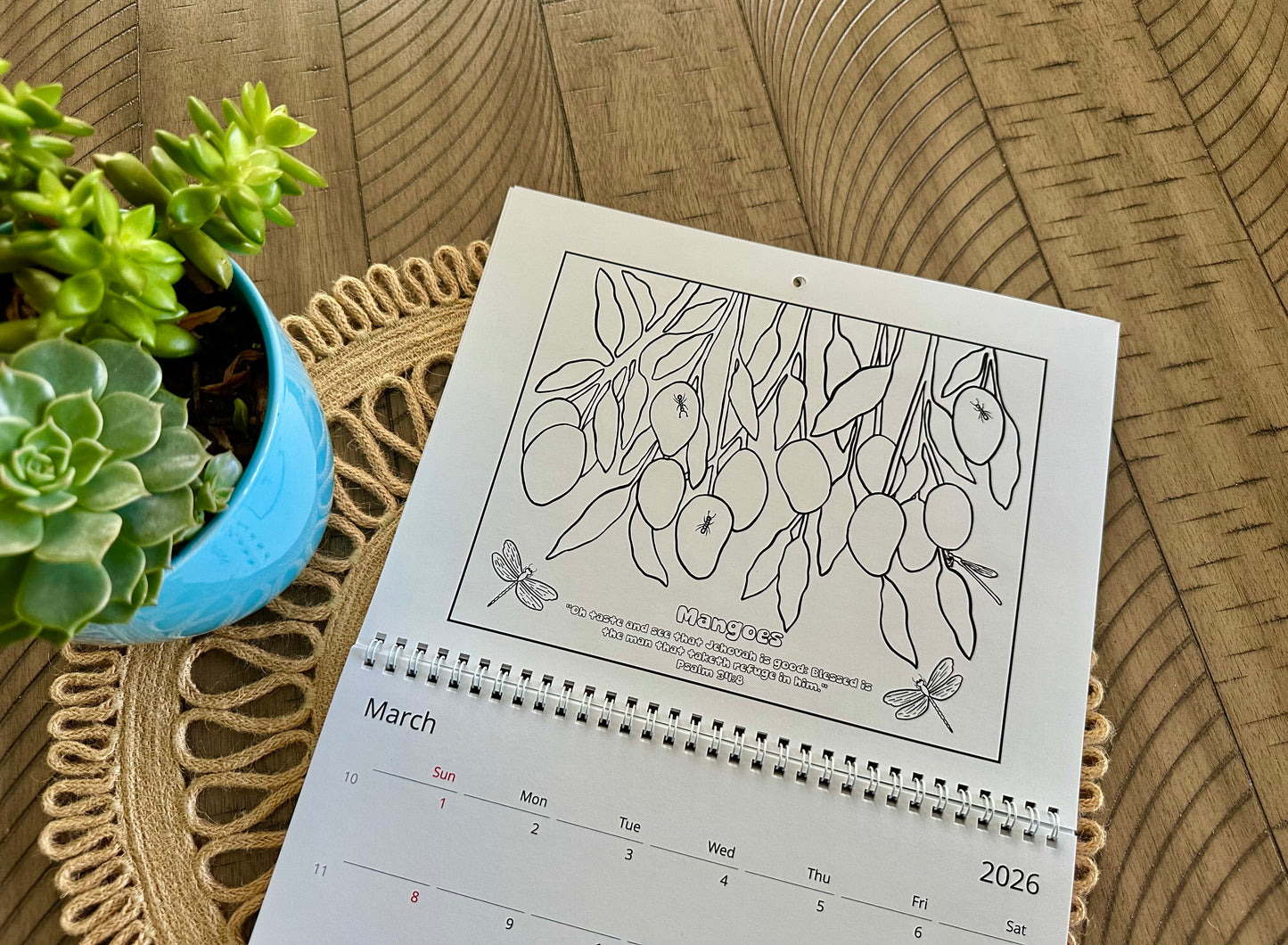 A Fruitful Year 2026 Coloring Calendar