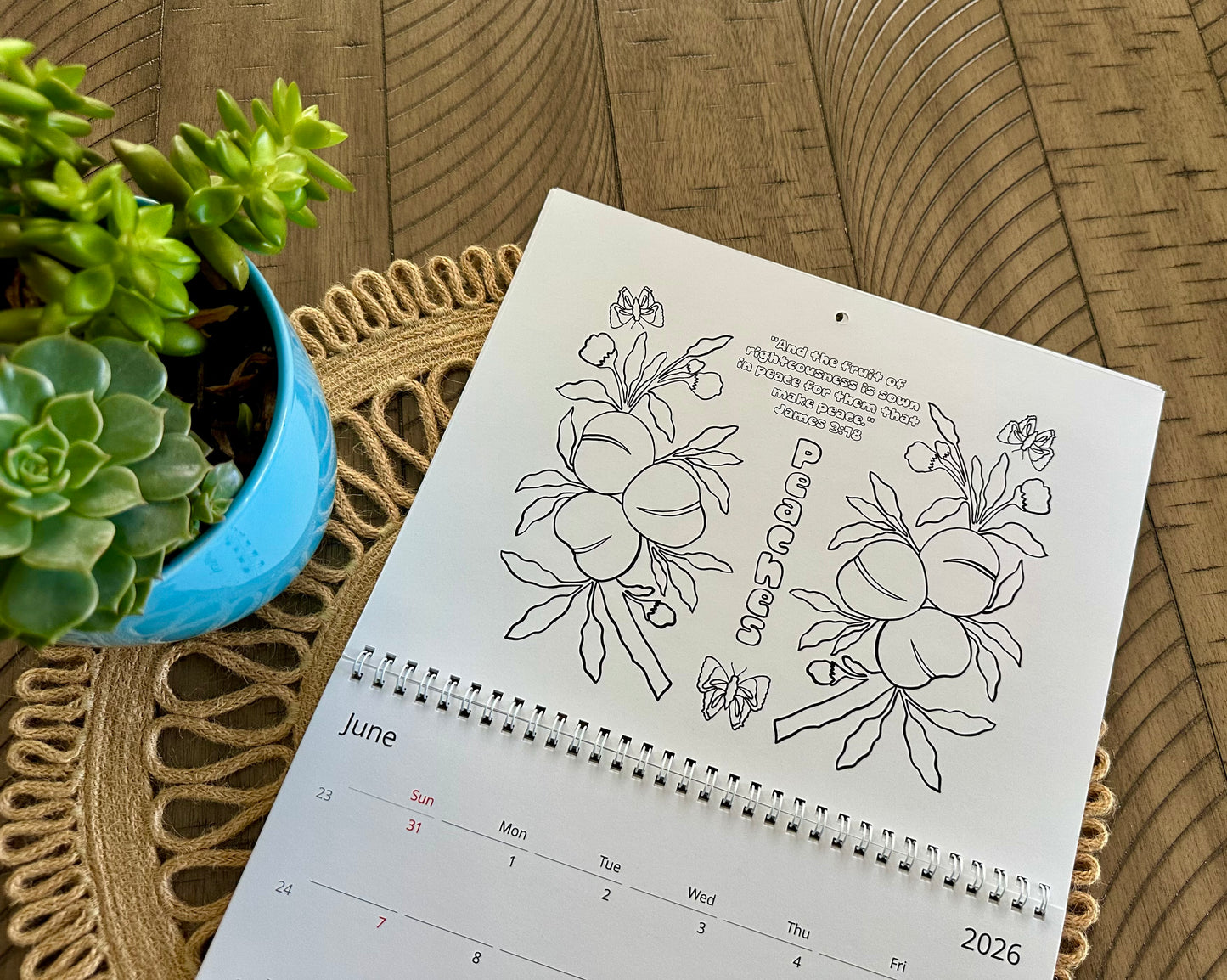 A Fruitful Year 2026 Coloring Calendar