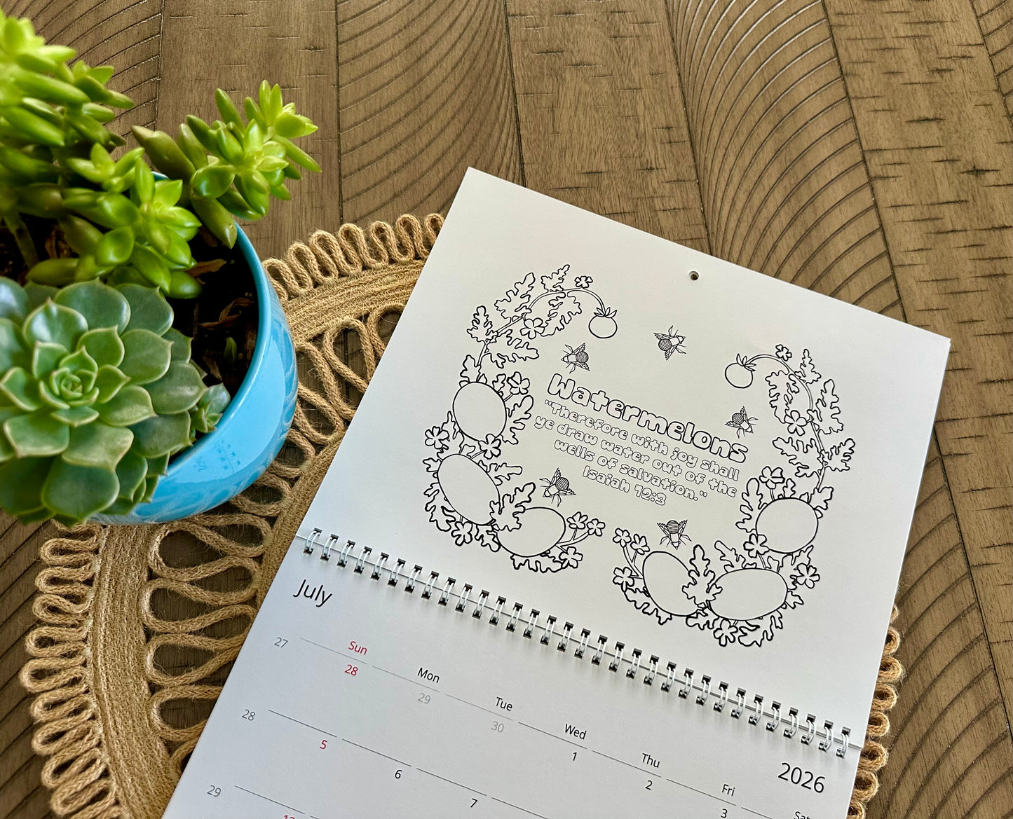 A Fruitful Year 2026 Coloring Calendar