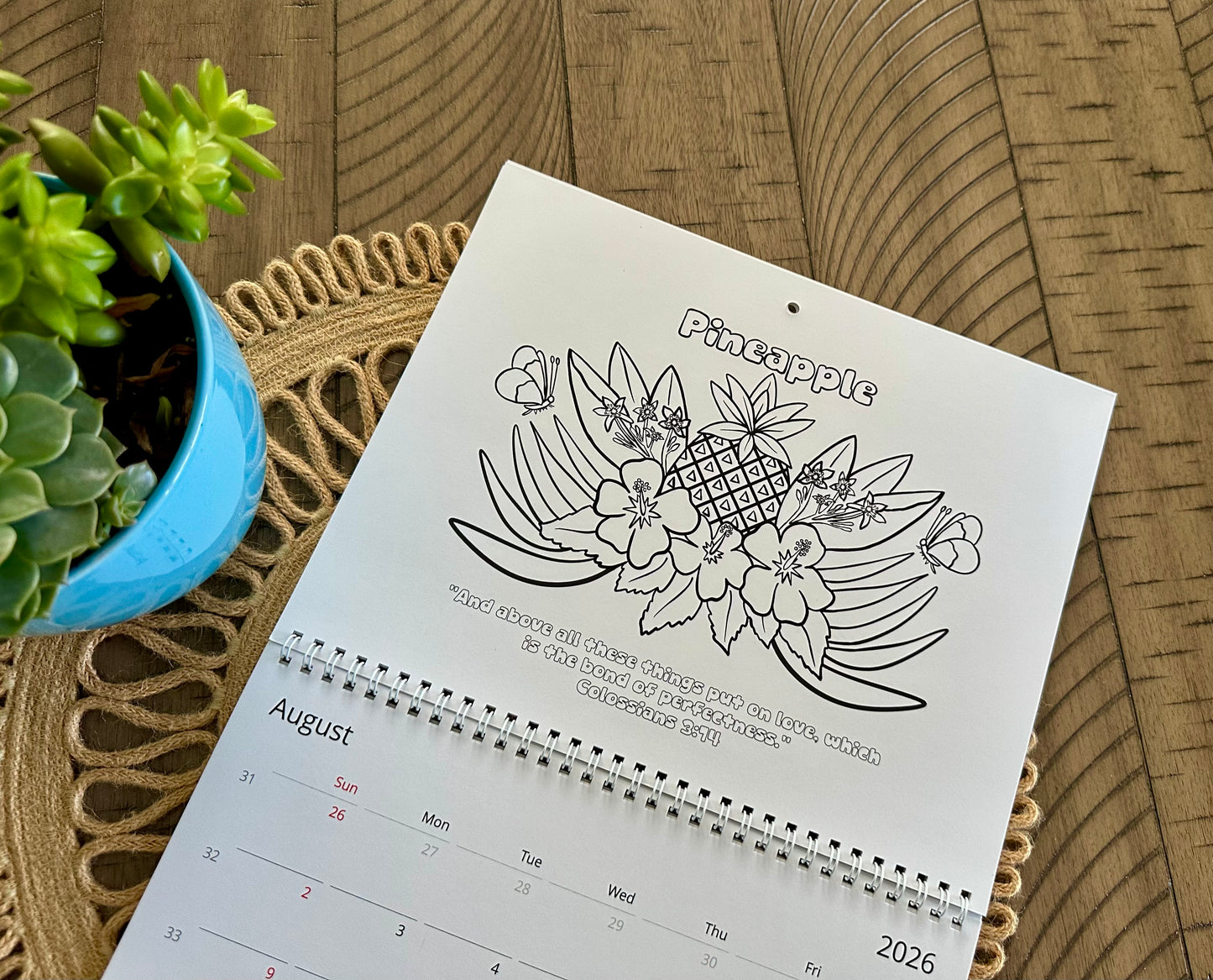 A Fruitful Year 2026 Coloring Calendar
