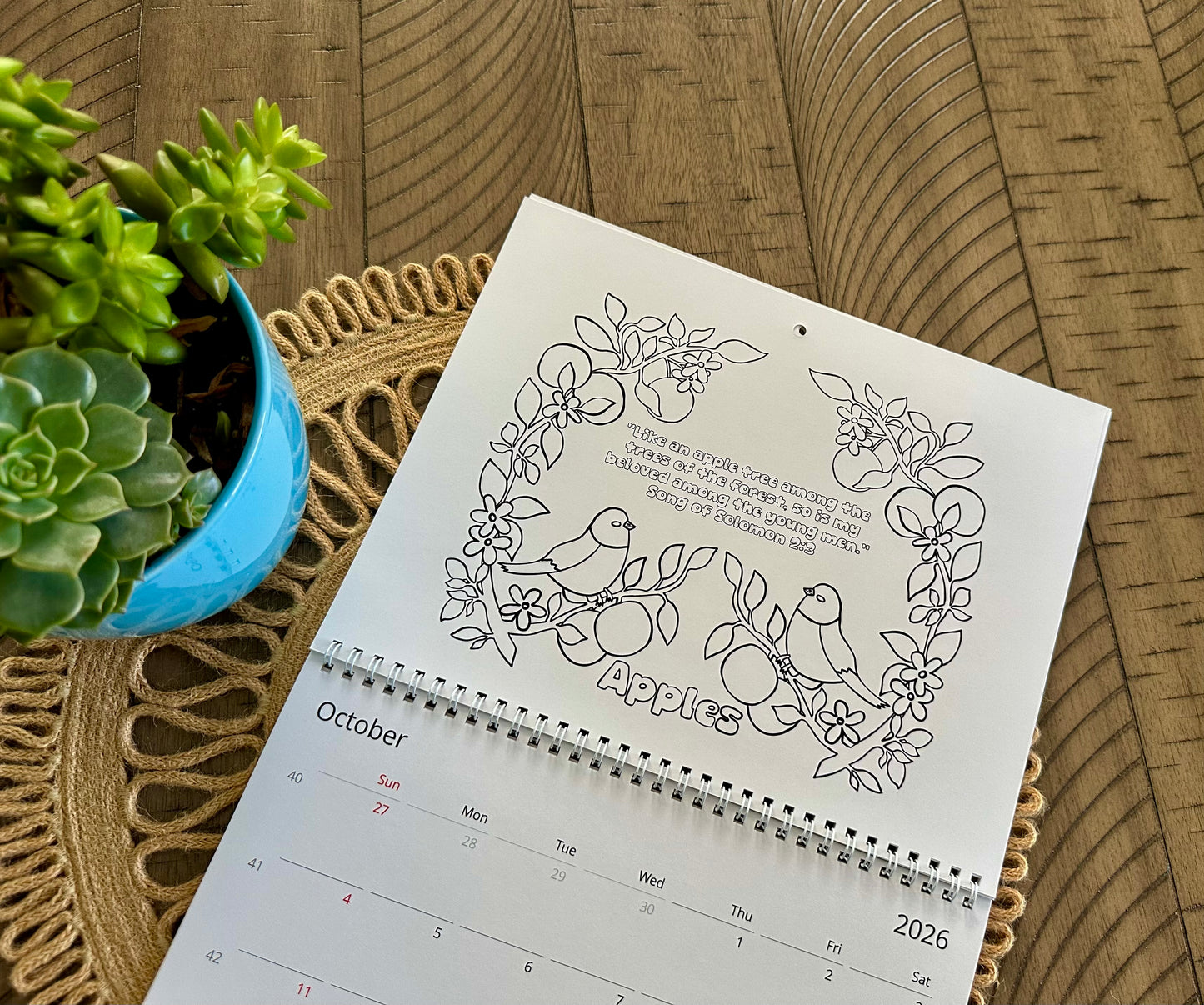 A Fruitful Year 2026 Coloring Calendar