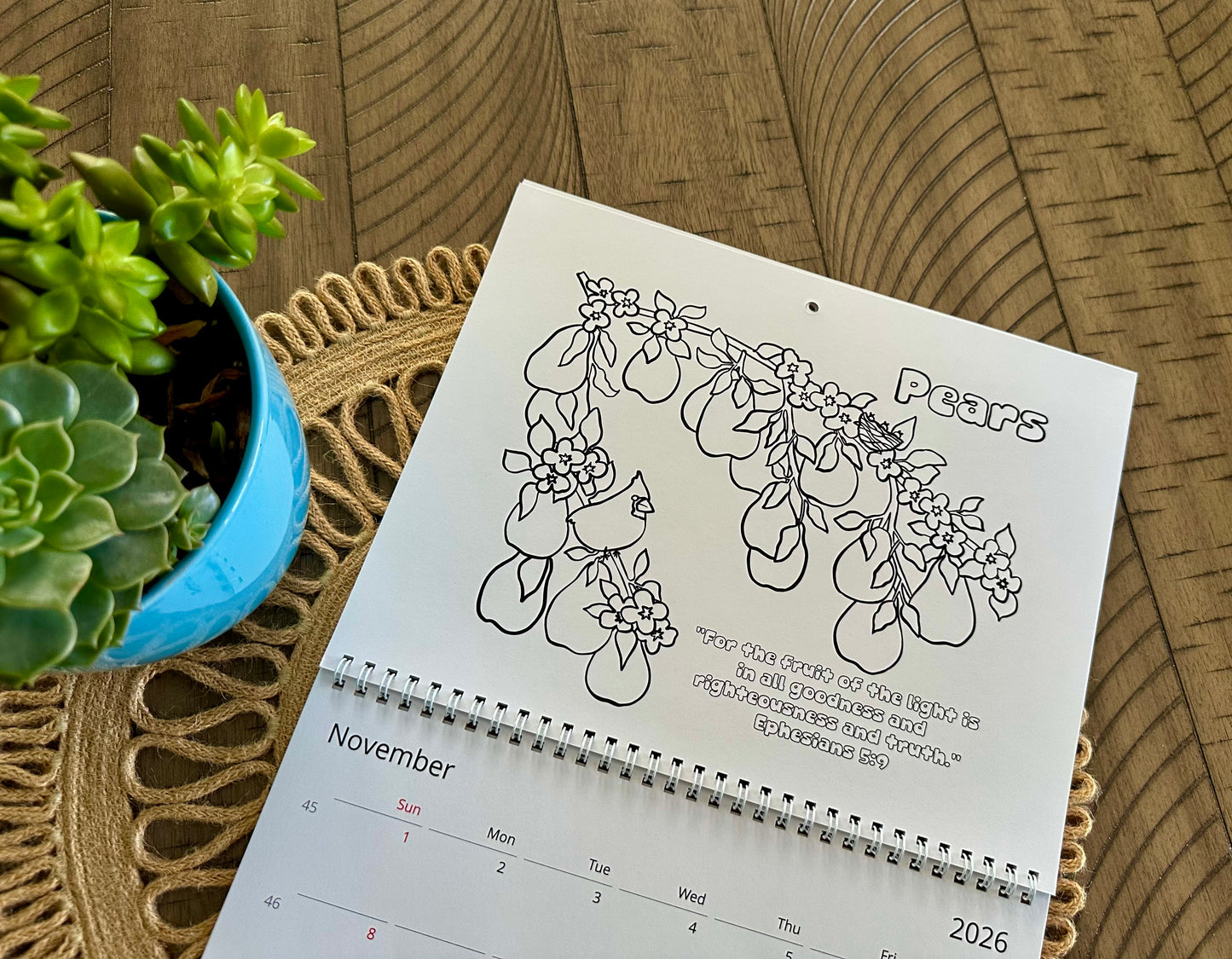 A Fruitful Year 2026 Coloring Calendar