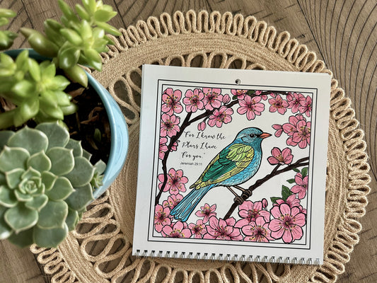 Faith & Flowers 2026 Coloring Calendar