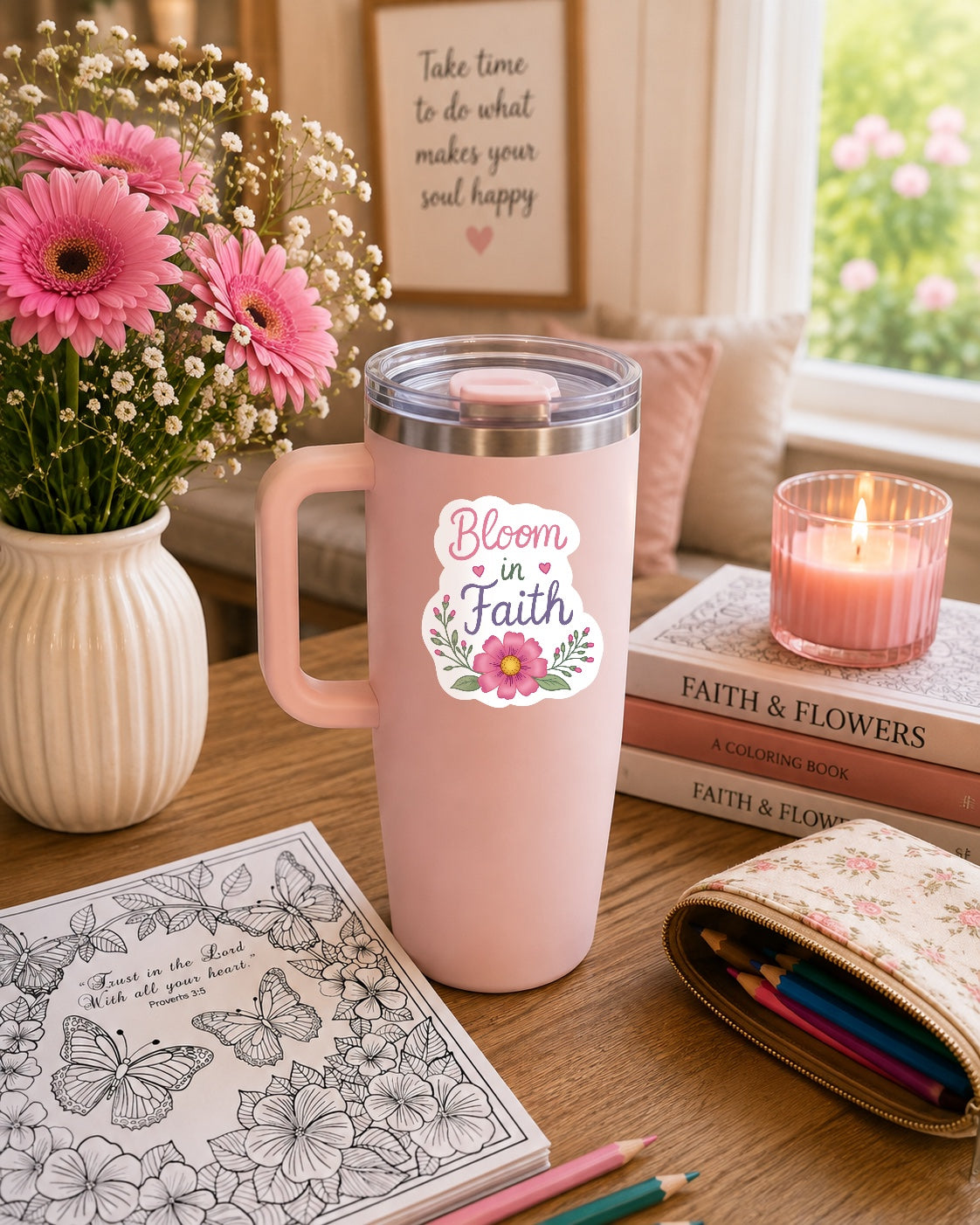 Rejoice Always Floral Sticker — Inspirational Kiss-Cut Vinyl Sticker