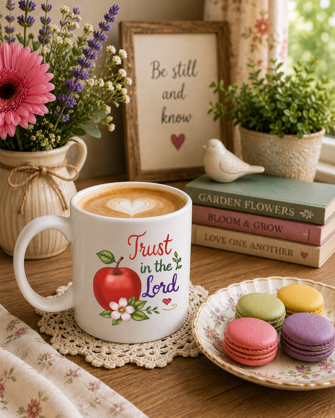 Trust in the Lord Ceramic Mug — Botanical Coffee Tea Cup (11oz & 15oz)