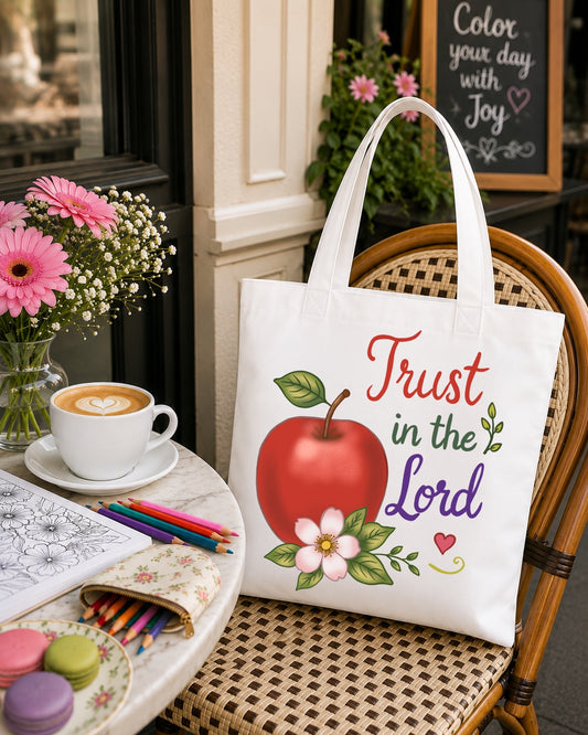 Trust in the Lord Apple Tote Bag — Faith-Based Christian Grocery & Everyday Tote