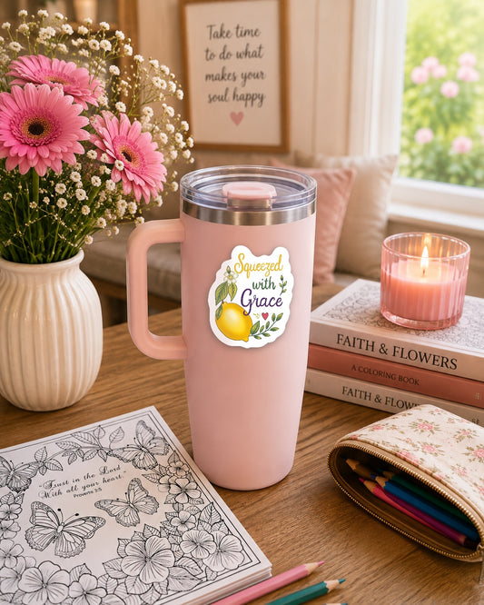 Good Things Grow with God Pear Sticker — Faith-Based Inspirational Kiss-Cut Sticker