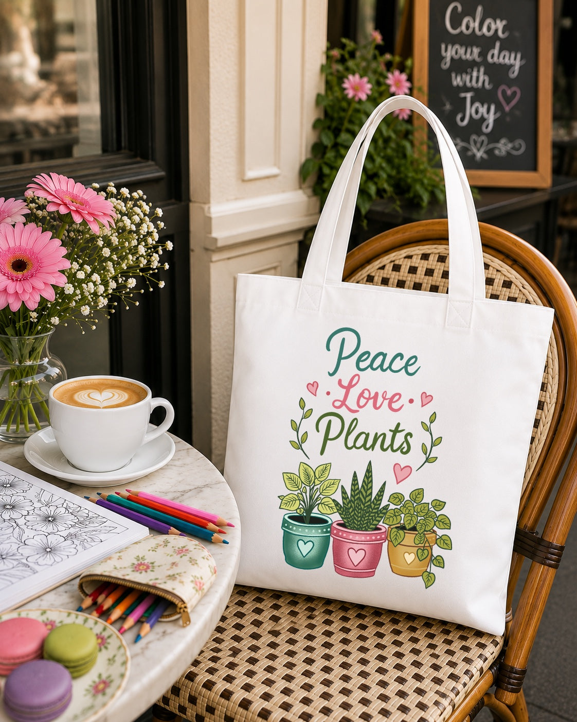 Peace Love Plants Tote Bag – Botanical Faith Canvas Shopper