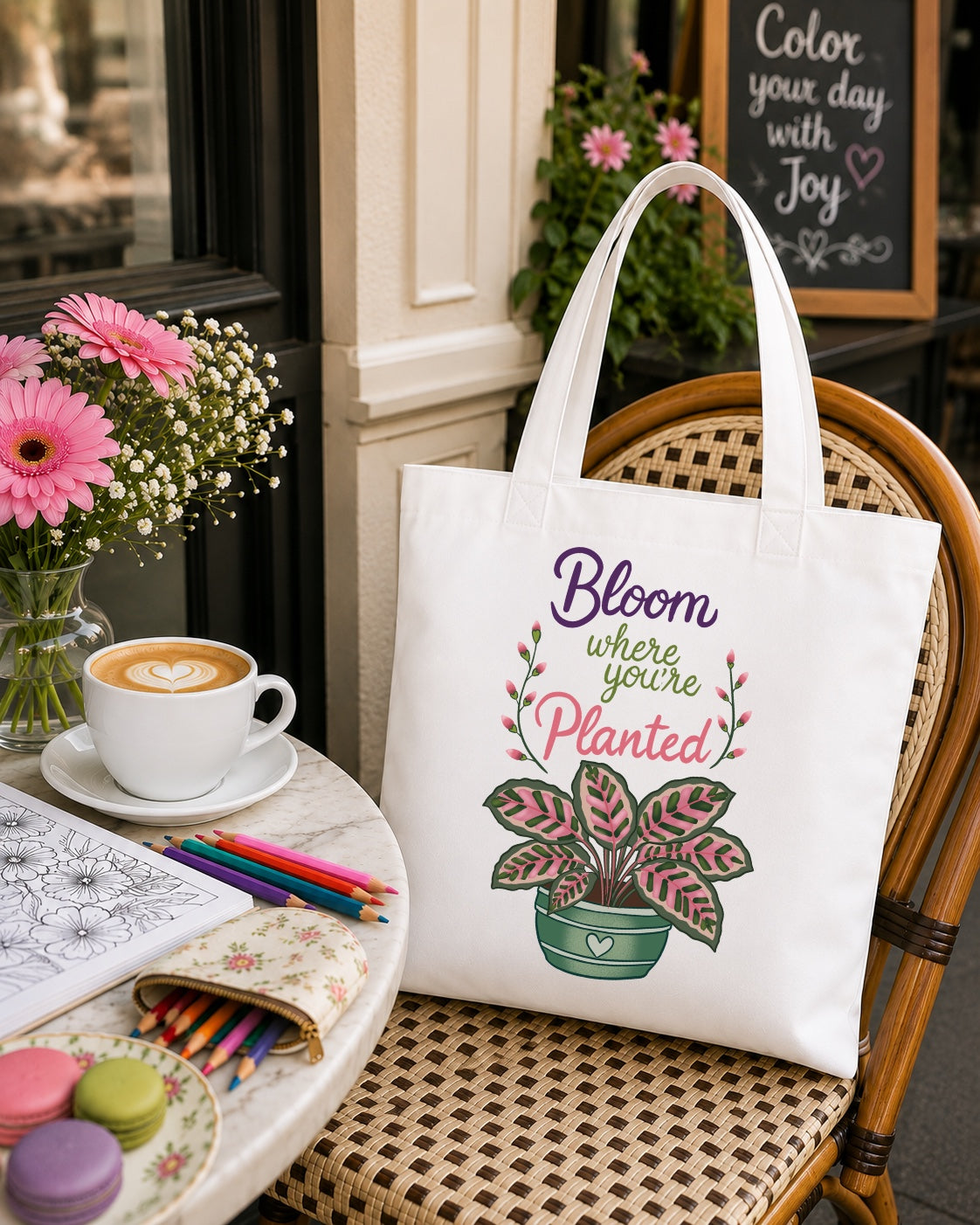 Bloom Where You’re Planted Tote Bag — Potted Monsterra Spiritual Tote