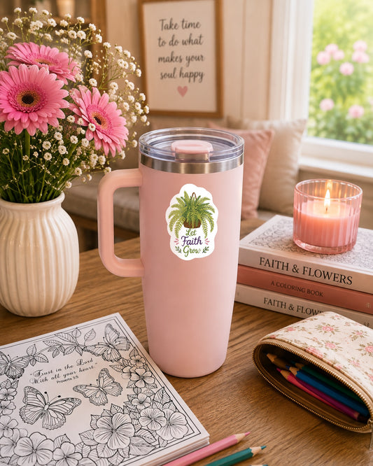 Let Faith Grow Sticker — Hanging Fern Inspirational Kiss-Cut Sticker