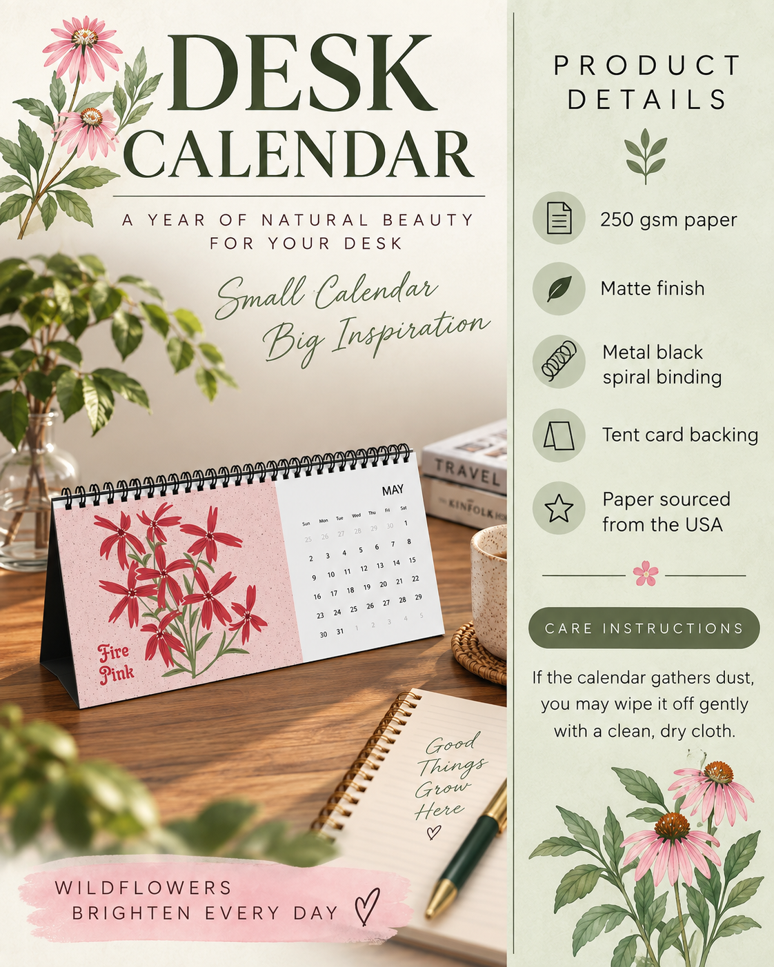 2027 Appalachian Wildflowers Desktop Calendar
