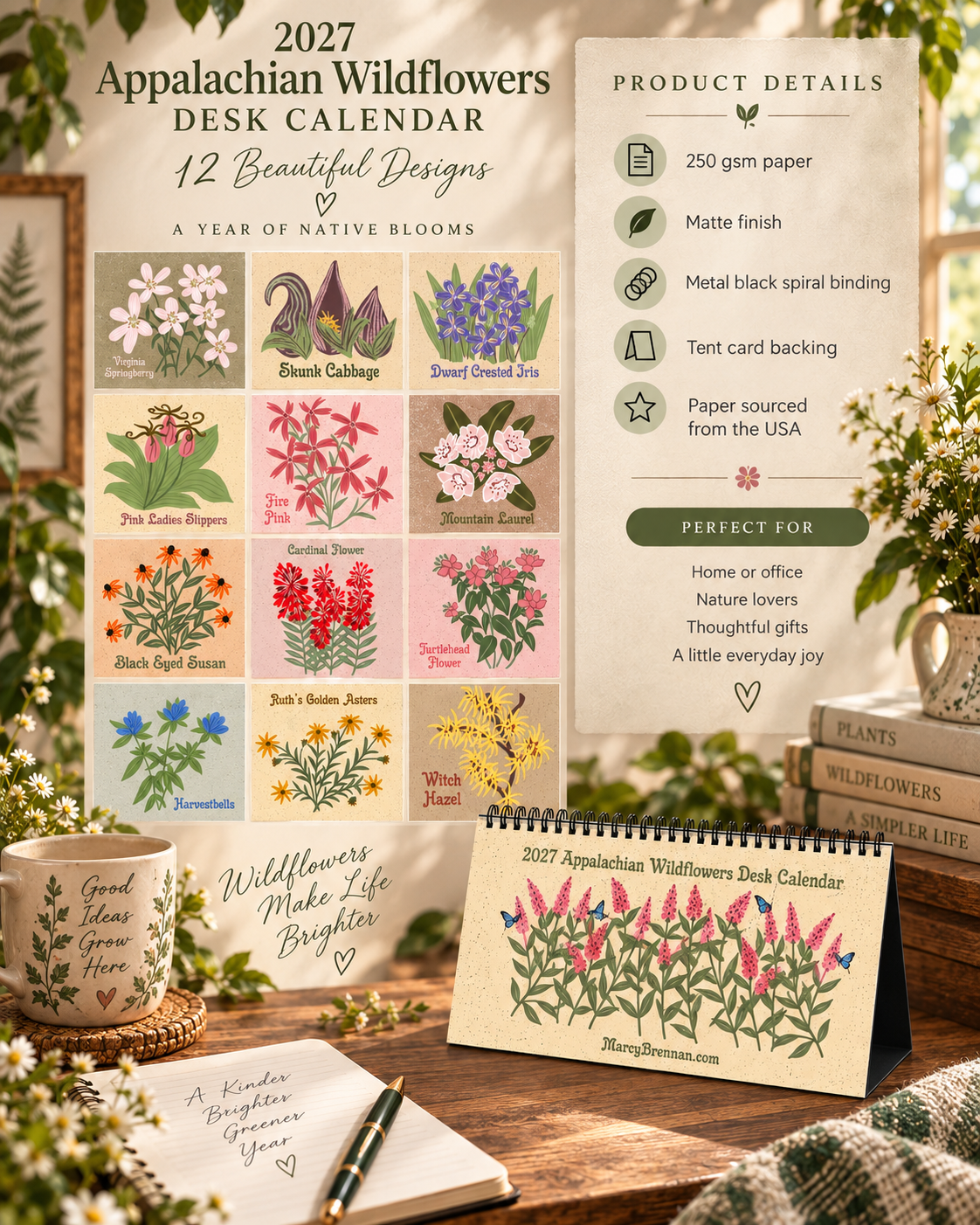 2027 Appalachian Wildflowers Desktop Calendar