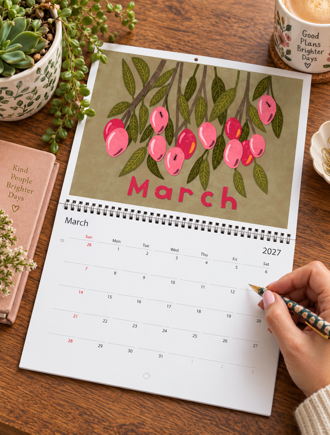 A Fruitful Year 2027 Wall Calendar | Botanical Fruit Art Calendar | Colorful Kitchen & Home Decor | Gift for Fruit Lovers