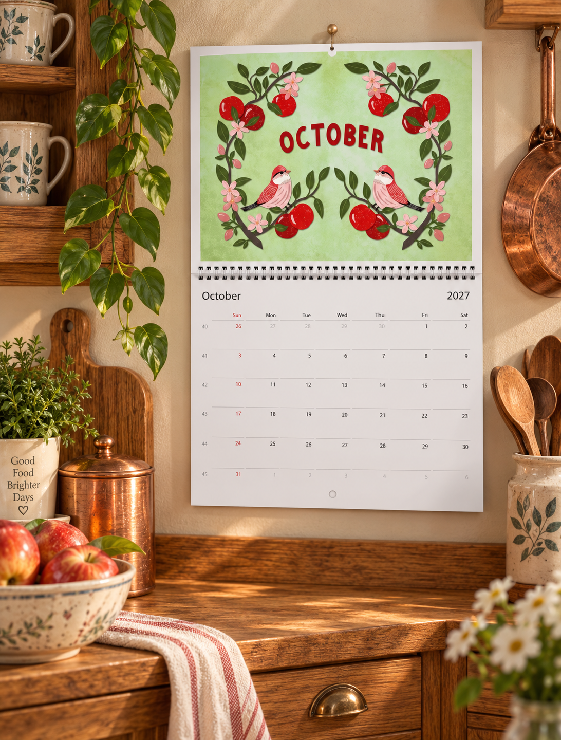 A Fruitful Year 2027 Wall Calendar | Botanical Fruit Art Calendar | Colorful Kitchen & Home Decor | Gift for Fruit Lovers
