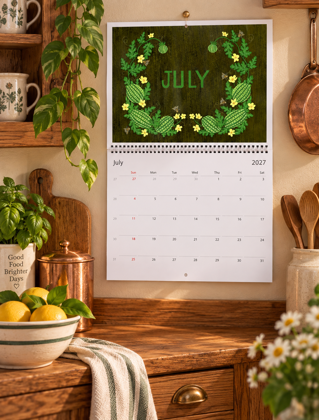 A Fruitful Year 2027 Wall Calendar | Botanical Fruit Art Calendar | Colorful Kitchen & Home Decor | Gift for Fruit Lovers