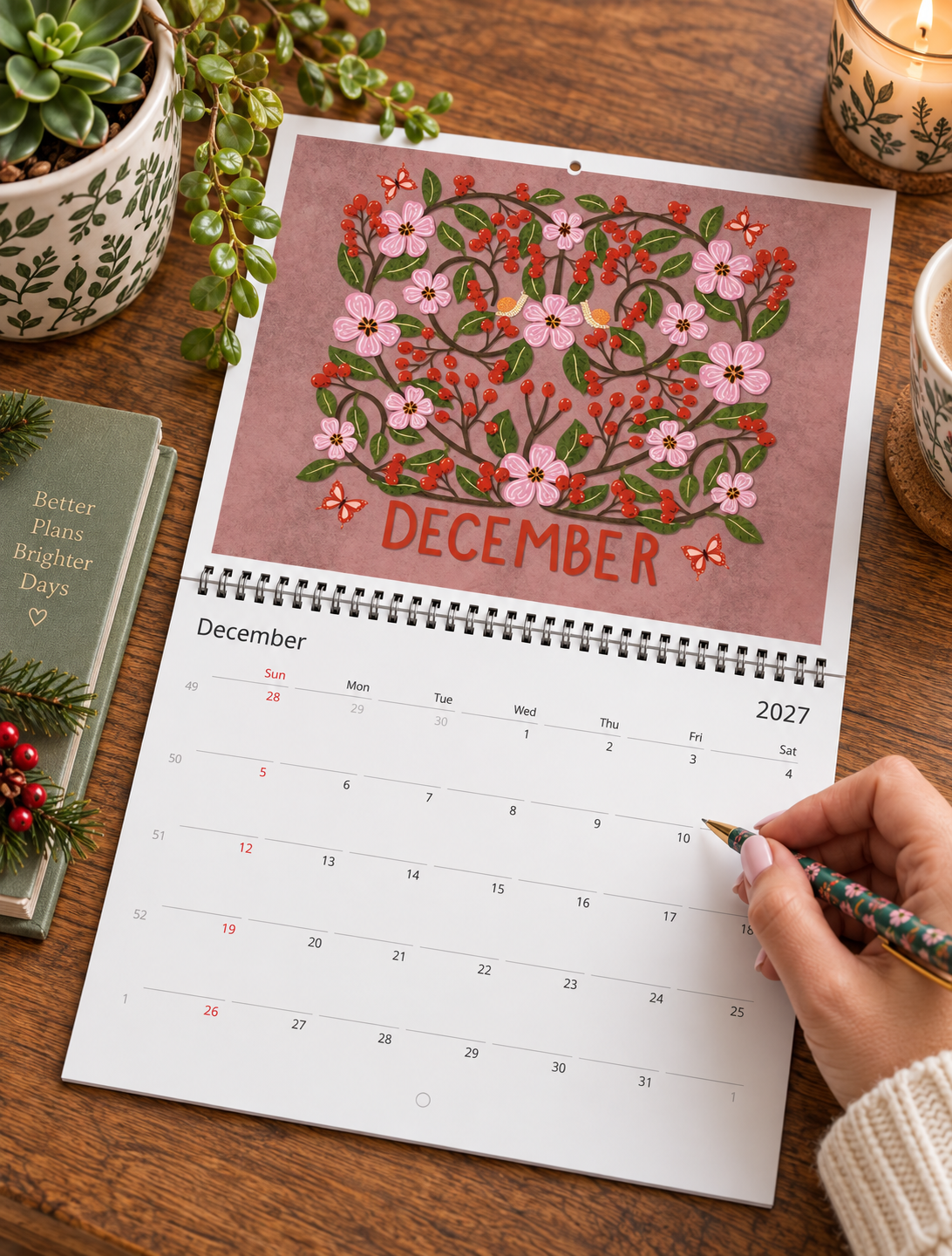 A Fruitful Year 2027 Wall Calendar | Botanical Fruit Art Calendar | Colorful Kitchen & Home Decor | Gift for Fruit Lovers