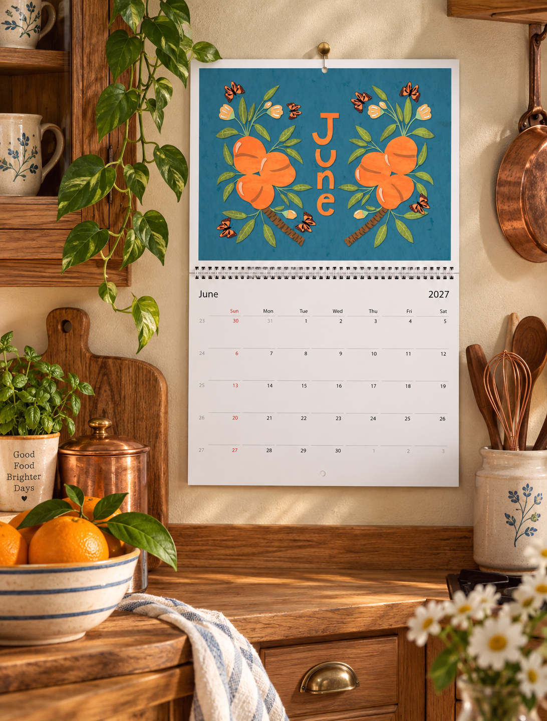 A Fruitful Year 2027 Wall Calendar | Botanical Fruit Art Calendar | Colorful Kitchen & Home Decor | Gift for Fruit Lovers