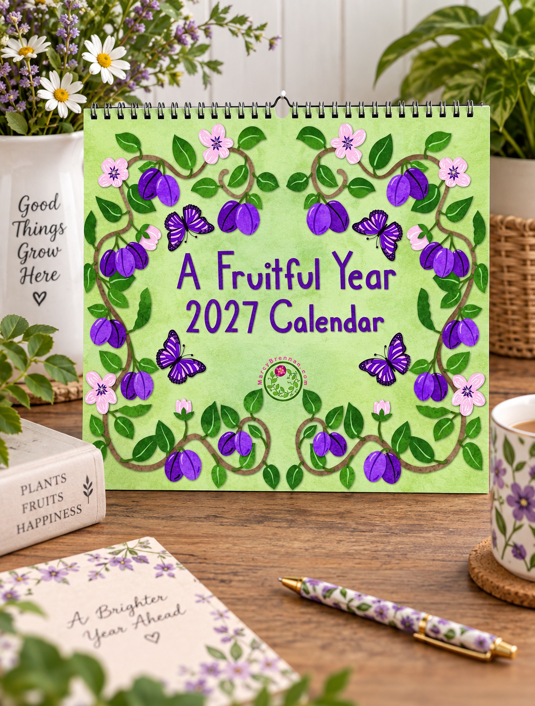 A Fruitful Year 2027 Wall Calendar | Botanical Fruit Art Calendar | Colorful Kitchen & Home Decor | Gift for Fruit Lovers
