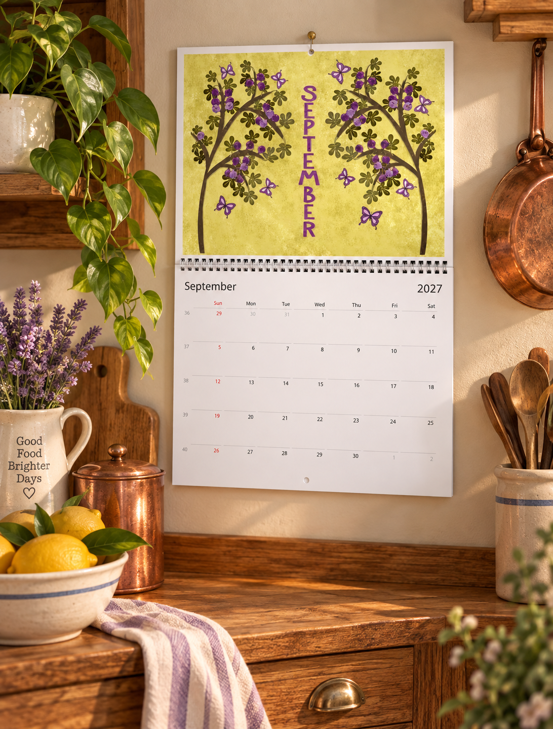 A Fruitful Year 2027 Wall Calendar | Botanical Fruit Art Calendar | Colorful Kitchen & Home Decor | Gift for Fruit Lovers