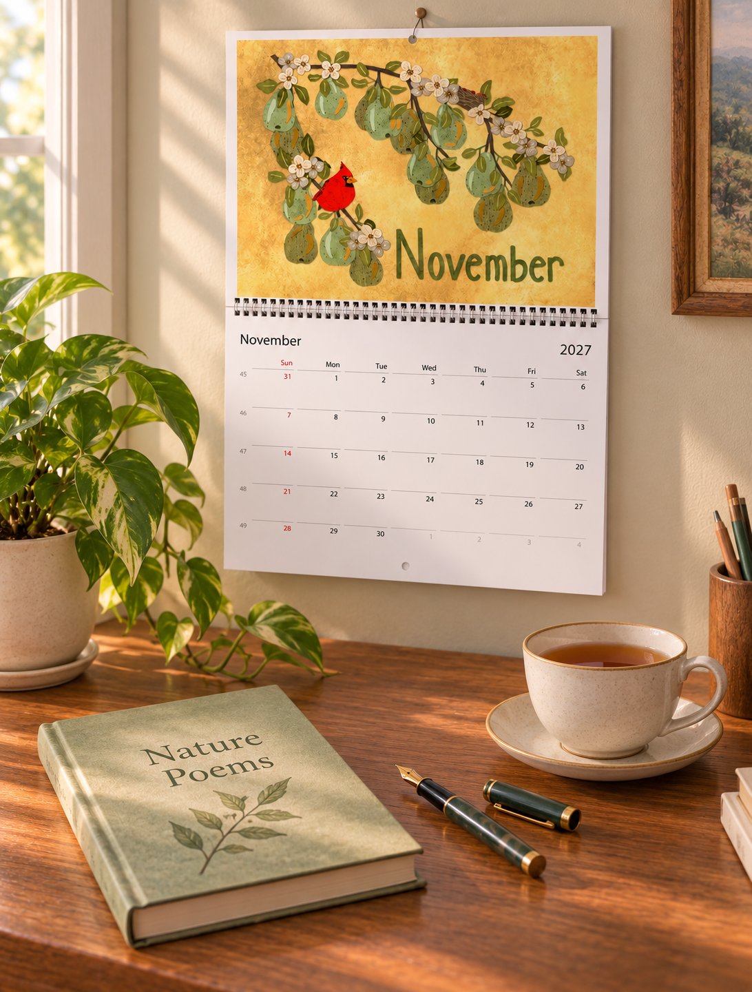 A Fruitful Year 2027 Wall Calendar | Botanical Fruit Art Calendar | Colorful Kitchen & Home Decor | Gift for Fruit Lovers