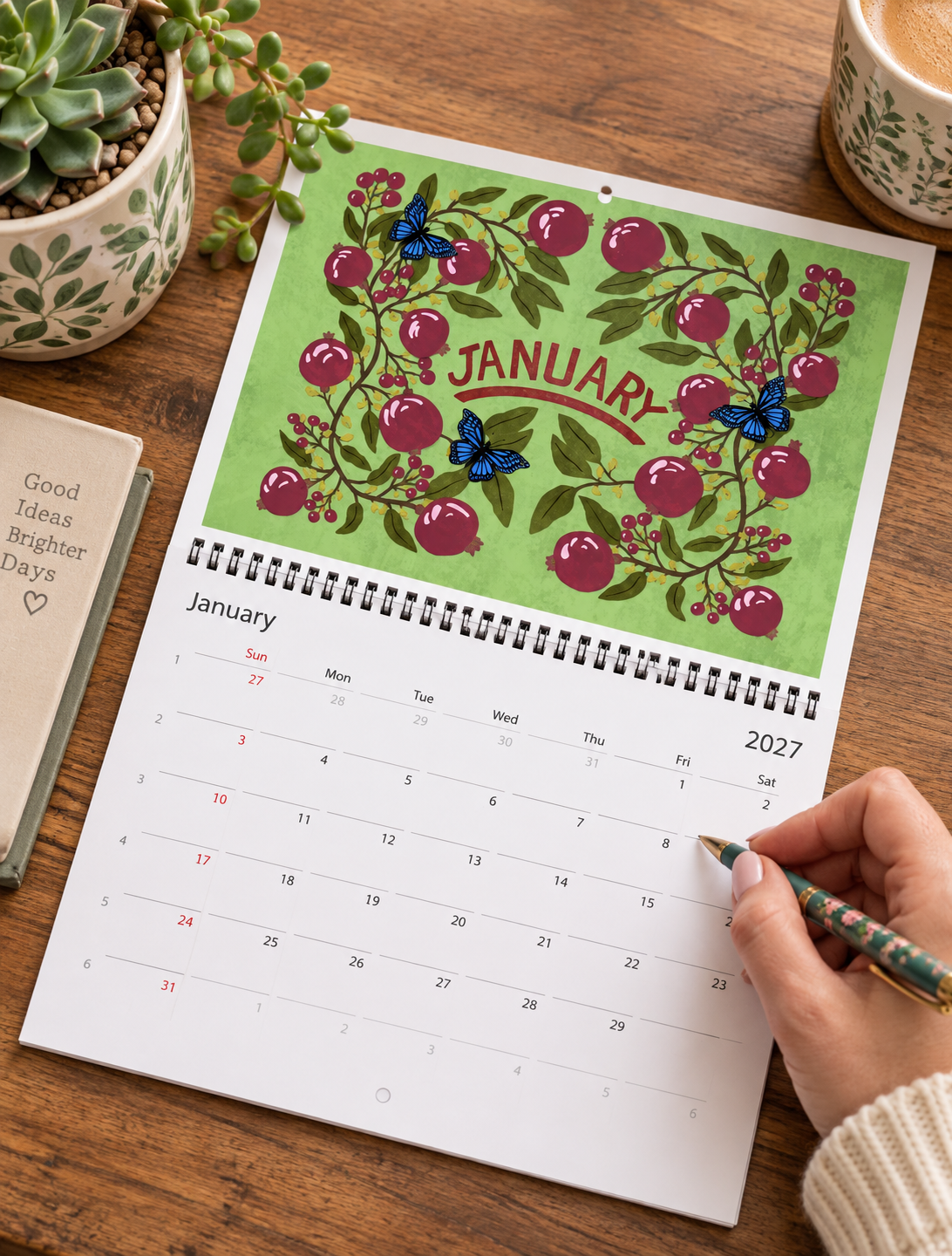 A Fruitful Year 2027 Wall Calendar | Botanical Fruit Art Calendar | Colorful Kitchen & Home Decor | Gift for Fruit Lovers